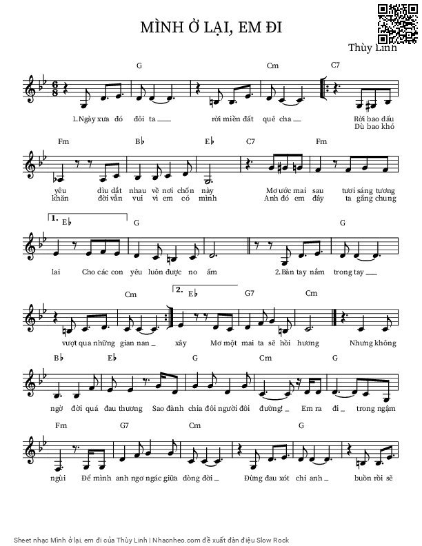 Page 1 of Sheet music PDF Mình ở lại, em đi - Thùy Linh