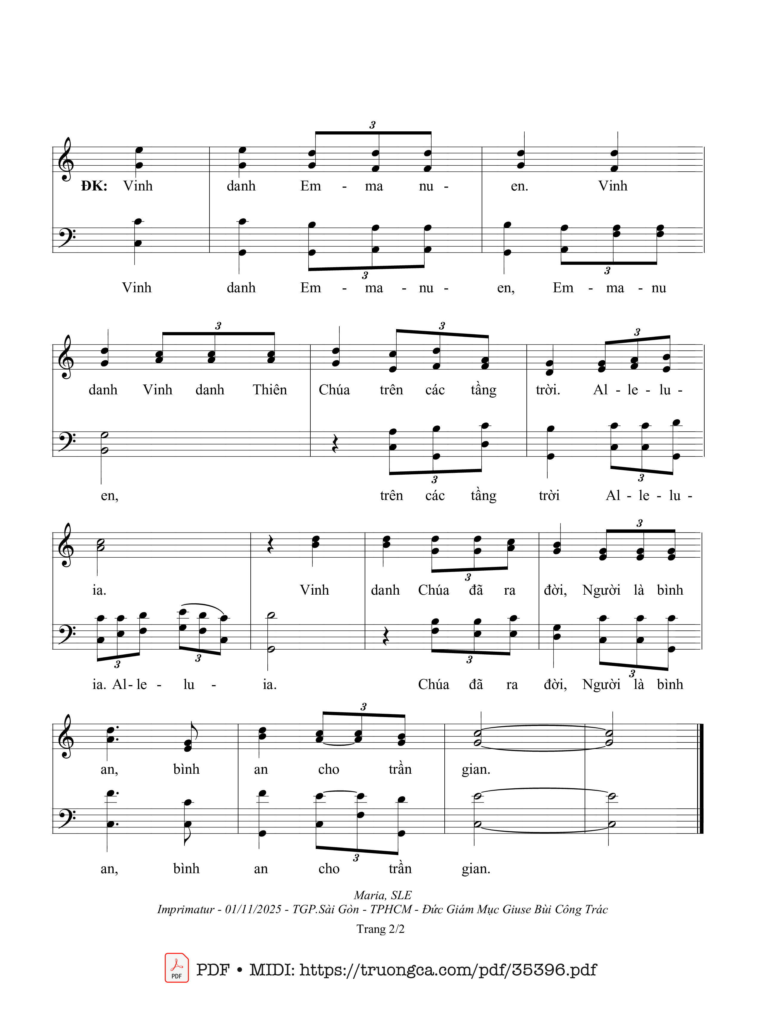 Page 2 of Sheet music PDF Mừng Ngôi Hai Giáng Thế - Sr. Maria, Sle