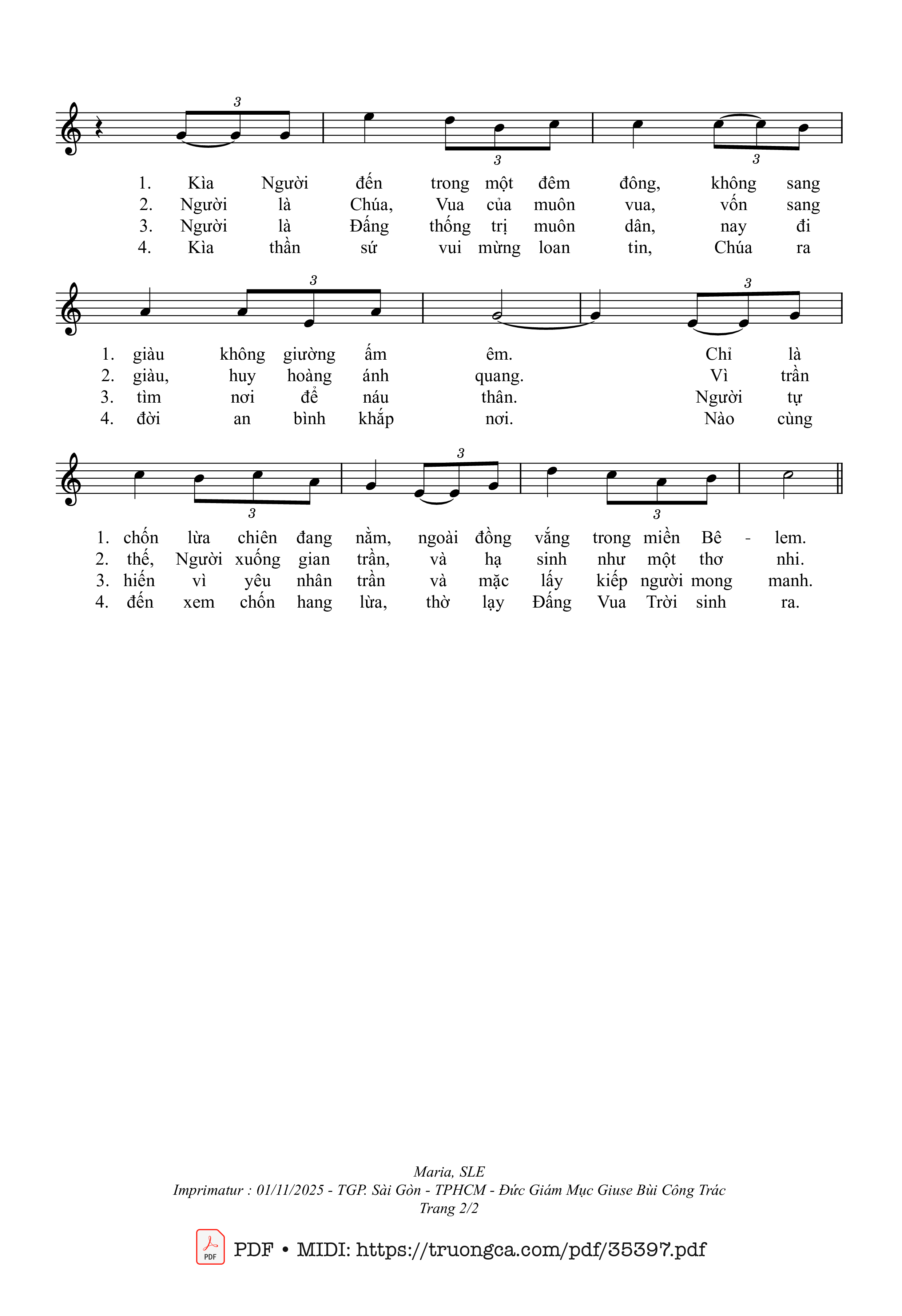 Page 2 of Sheet music PDF Một Trẻ Thơ - Sr. Maria, Sle