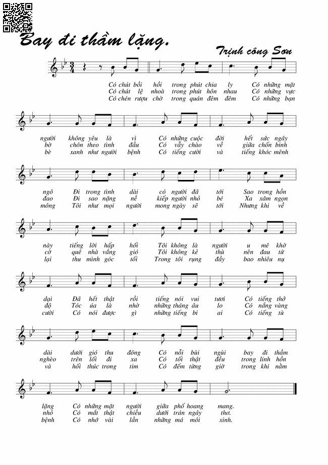 Page 2 of Sheet music PDF Bay đi thầm lặng - Trịnh Công Sơn