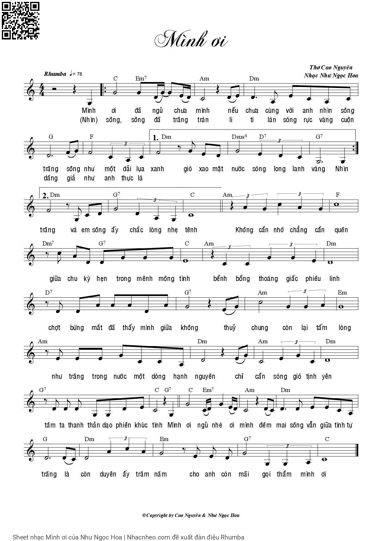 Page 1 of Sheet music PDF Mình ơi - Như Ngọc Hoa