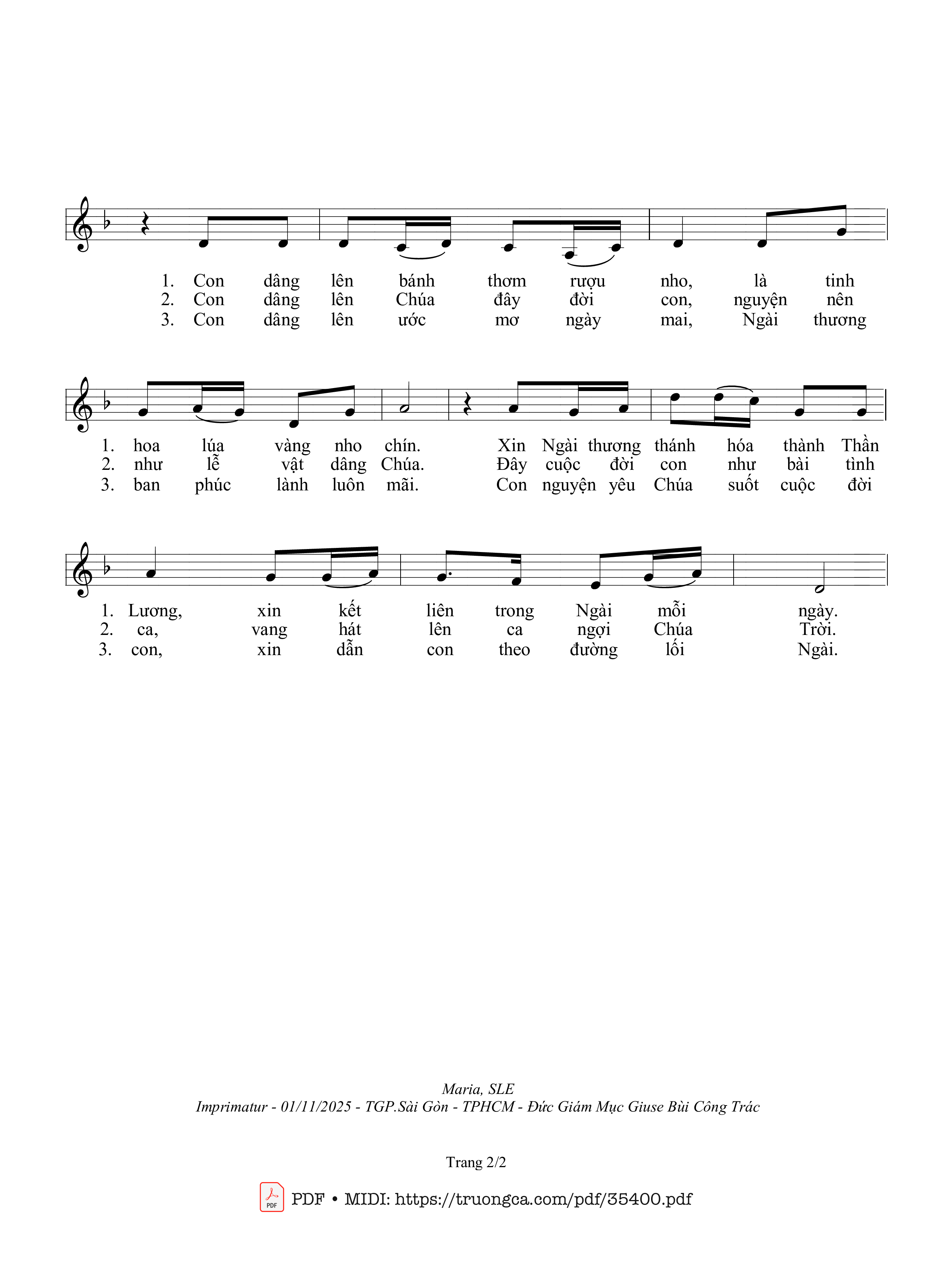 Page 2 of Sheet music PDF Như Ngàn Trầm Hương - Sr. Maria, Sle