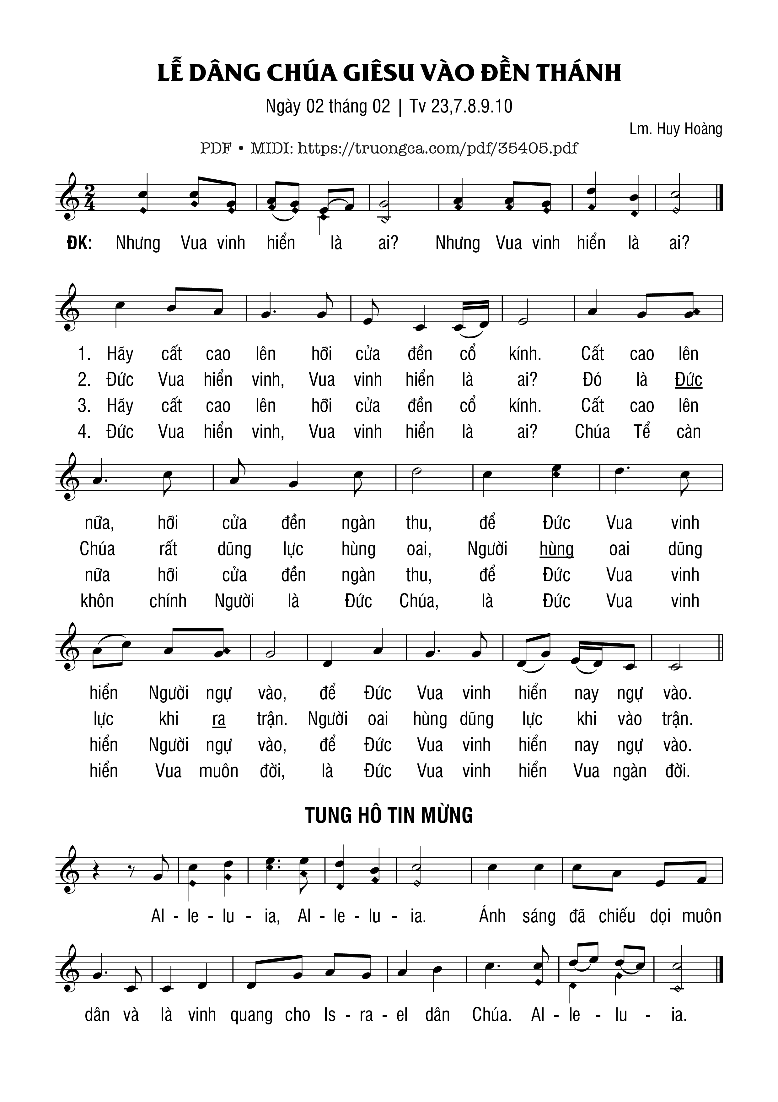 Page 1 of Sheet music PDF Thánh Vịnh 23, Lễ Dâng Chúa Giêsu Vào Đền Thánh - Huy Hoàng