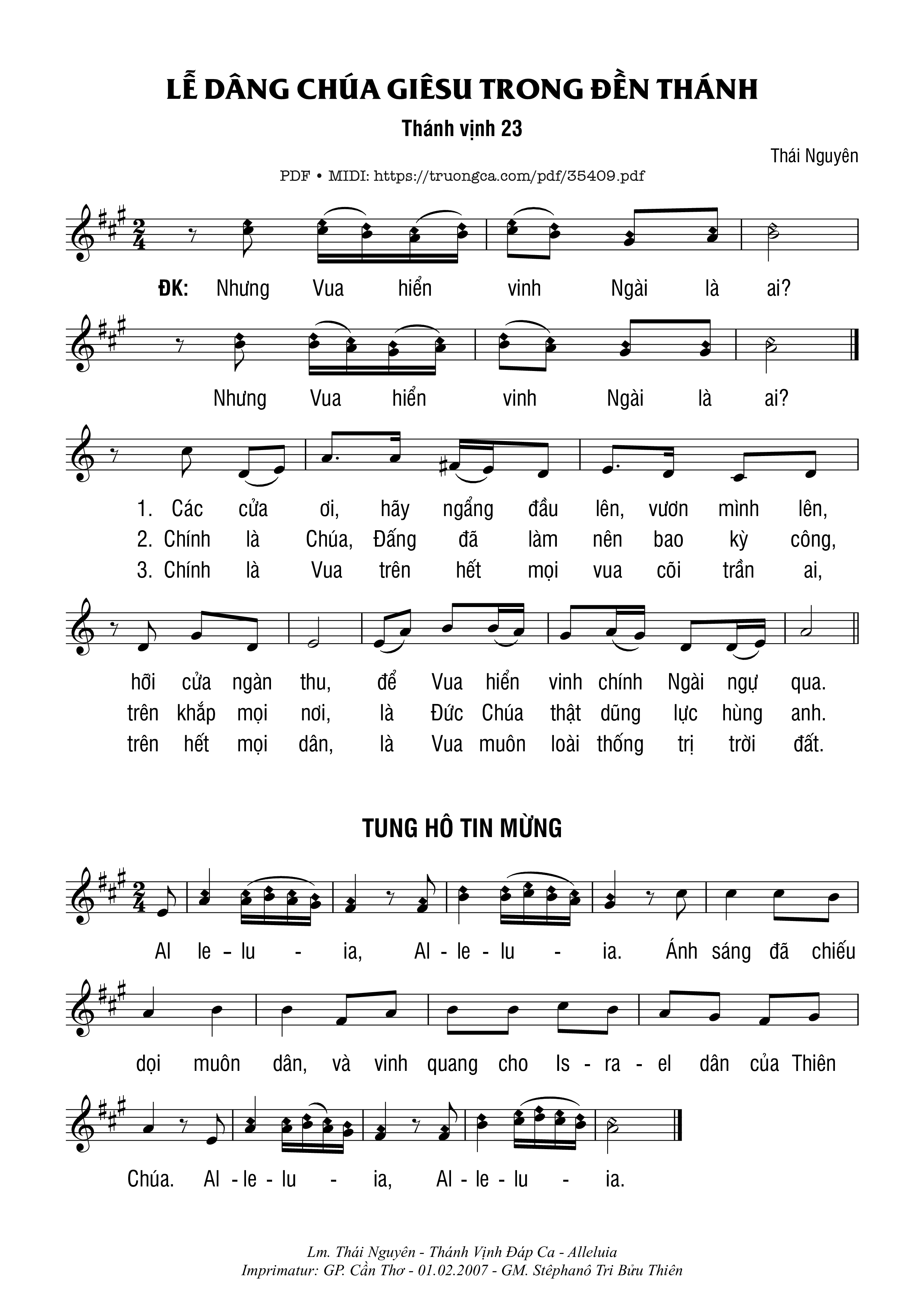 Page 1 of Sheet music PDF Thánh Vịnh 23, Lễ Dâng Chúa Giêsu Trong Đền Thánh - Thái Nguyên