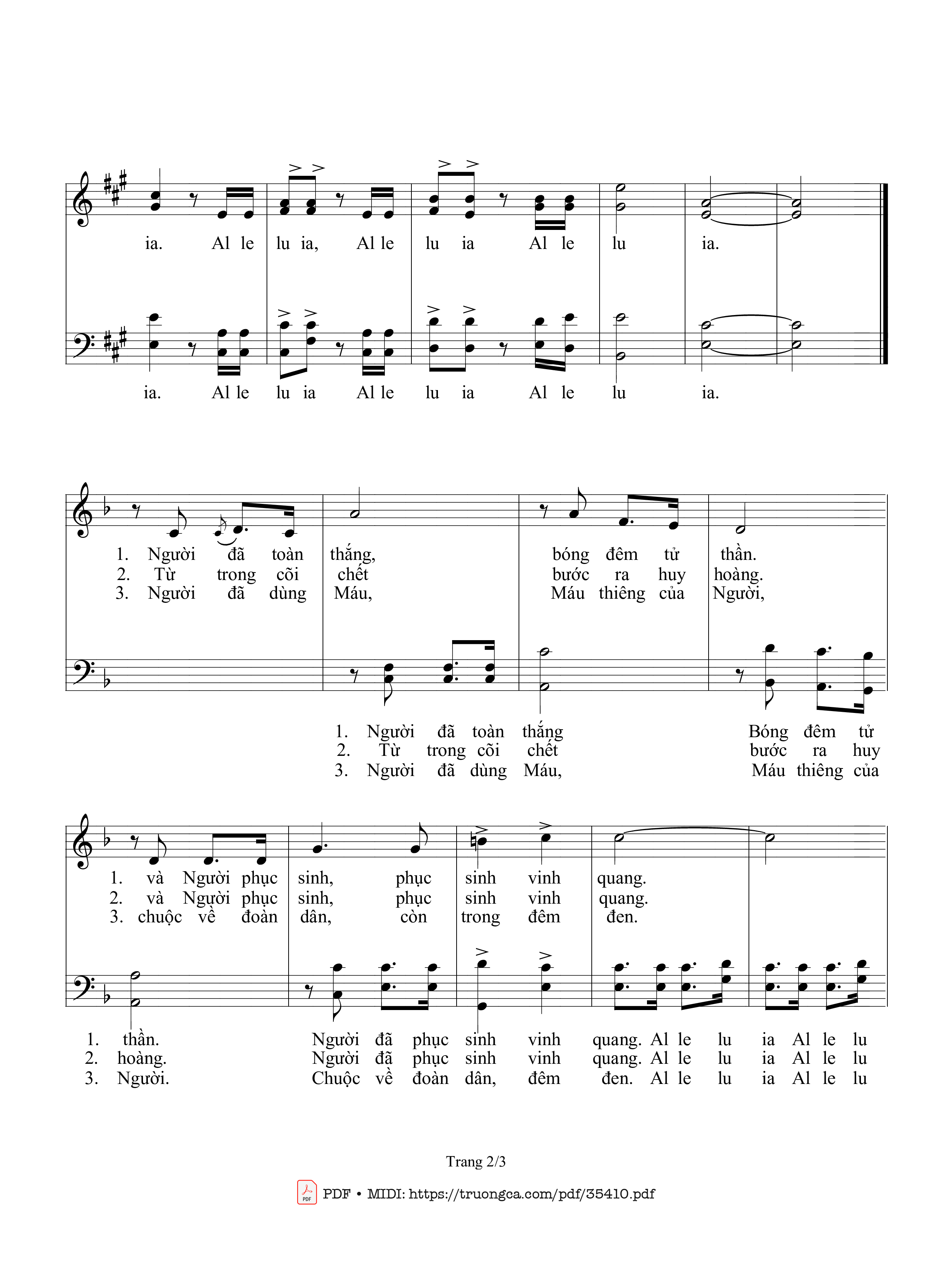 Page 2 of Sheet music PDF Hoan Ca Phục Sinh - Sr. Maria, Sle