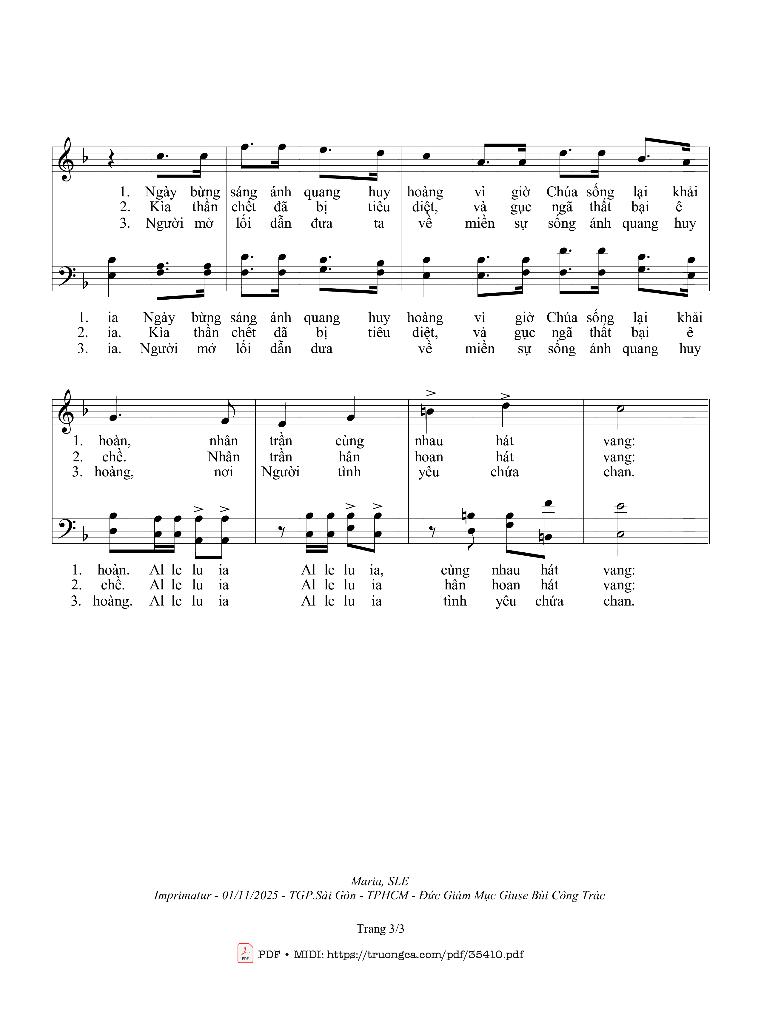 Page 3 of Sheet music PDF Hoan Ca Phục Sinh - Sr. Maria, Sle