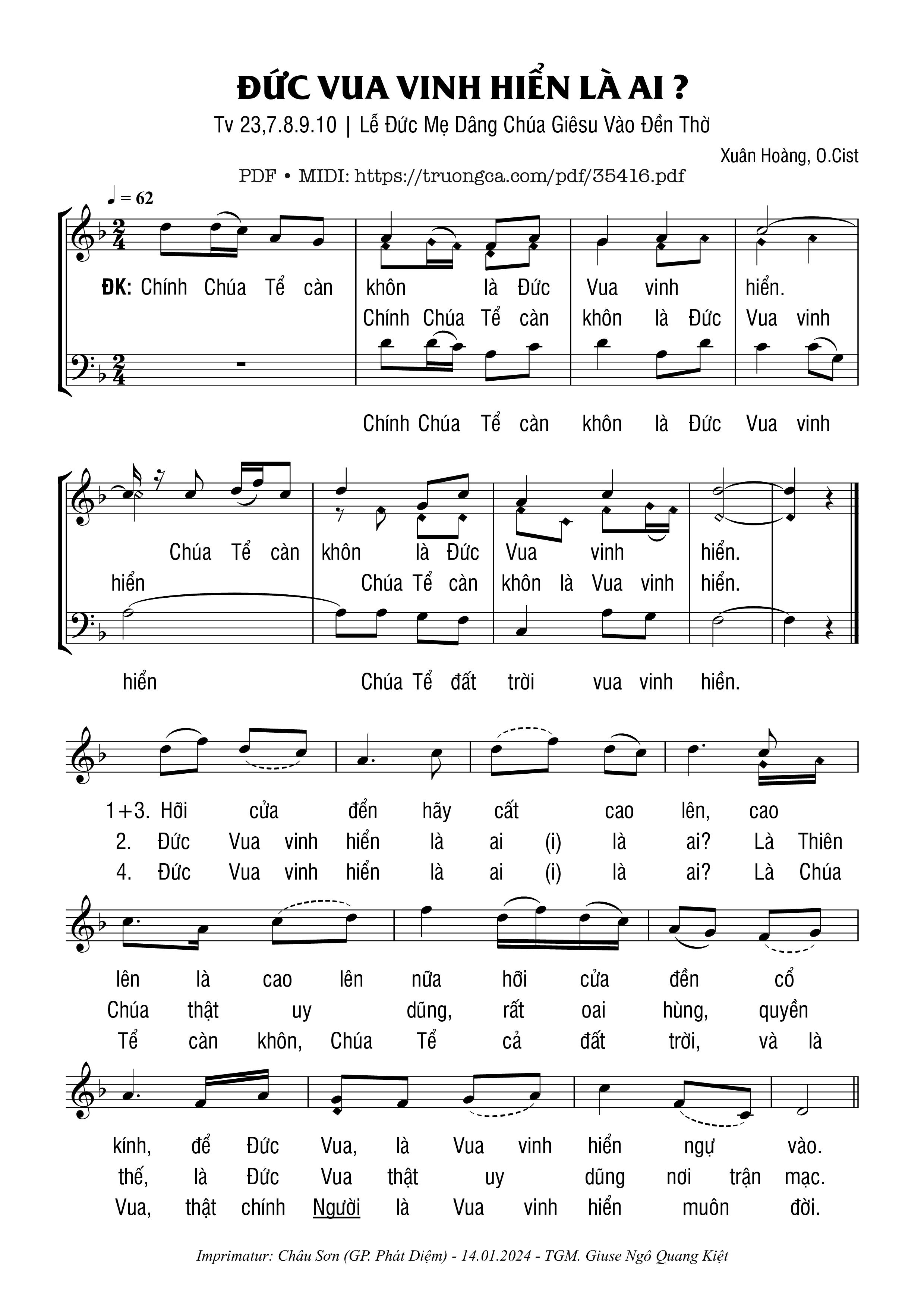 Page 1 of Sheet music PDF Đức Vua Vinh Hiển Là Ai? - Xuân Hoàng