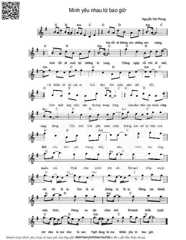 Sheet PDF of Mình yêu nhau từ bao giờ