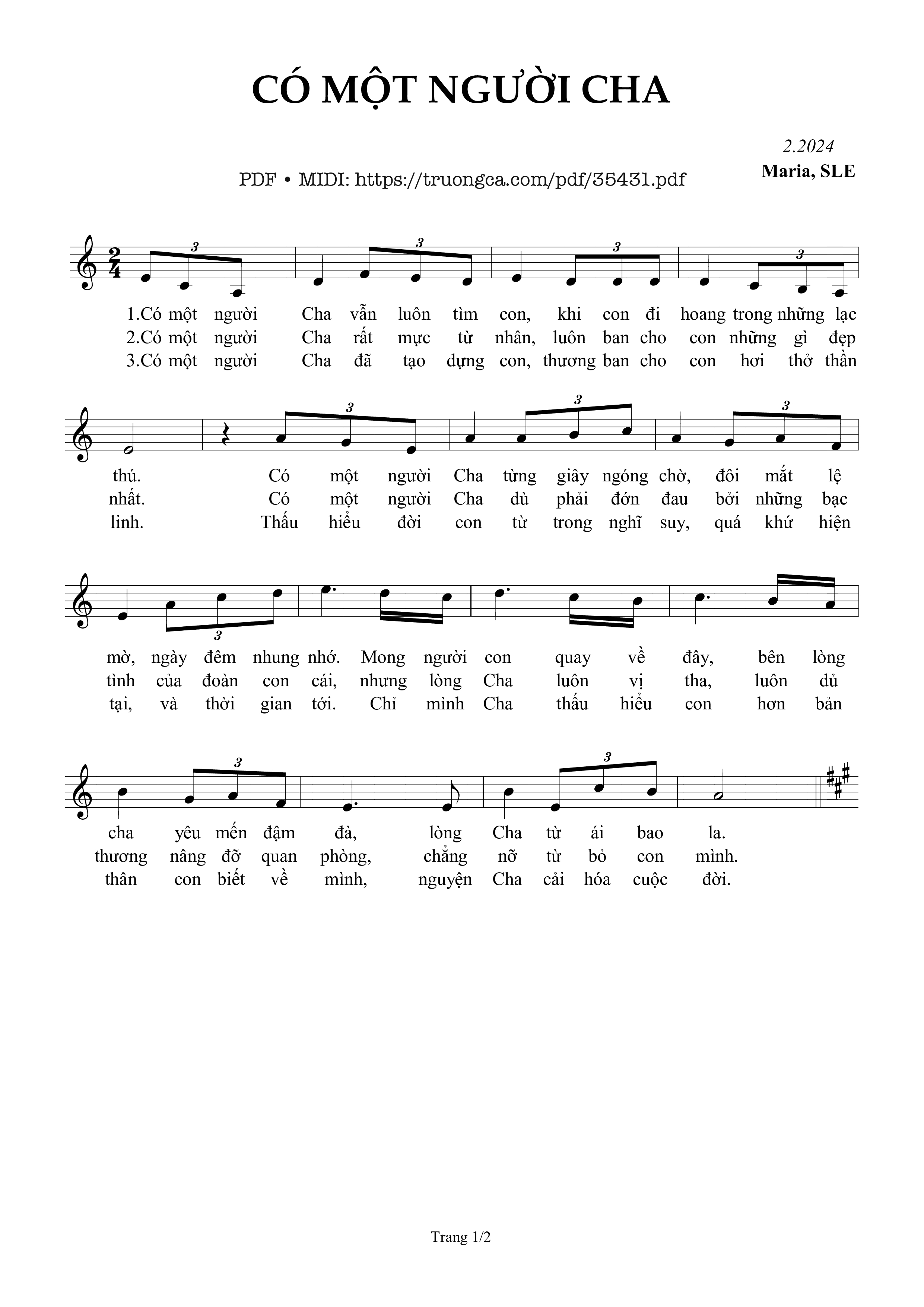 Page 1 of Sheet music PDF Có Một Người Cha - Sr. Maria, Sle