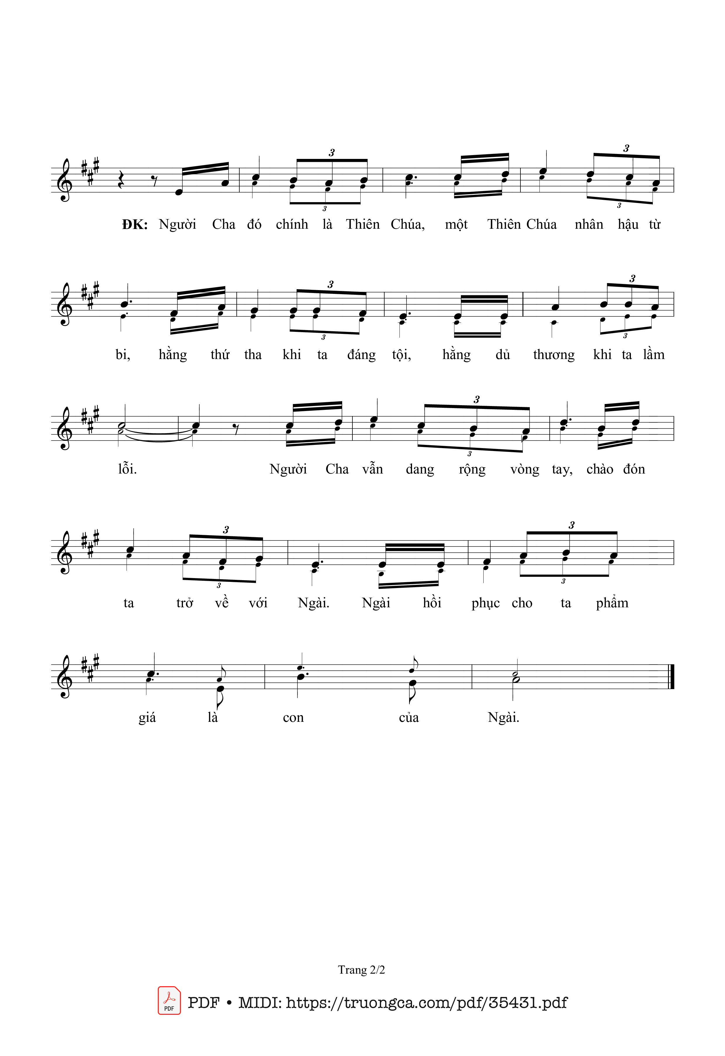 Page 2 of Sheet music PDF Có Một Người Cha - Sr. Maria, Sle