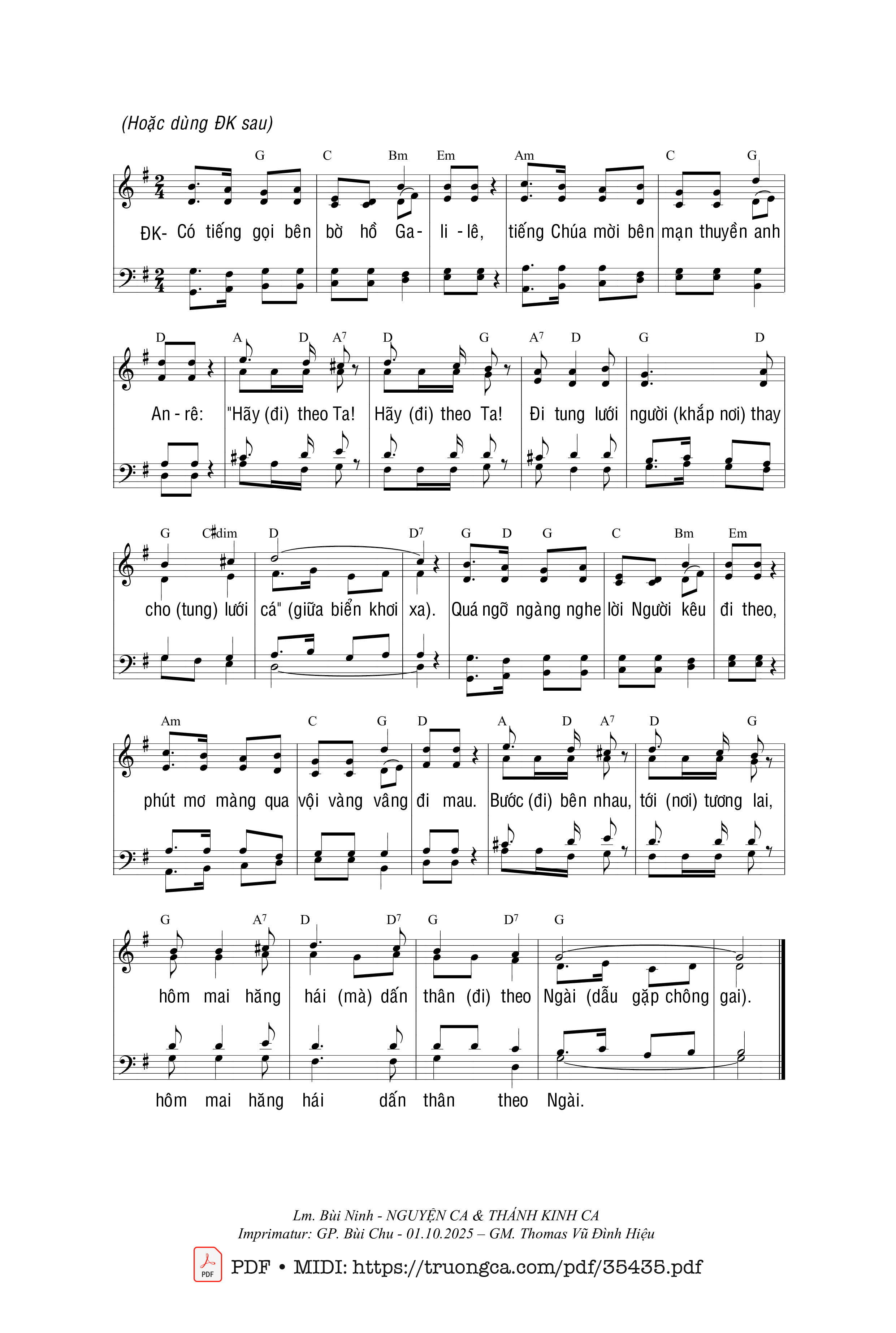 Page 2 of Sheet music PDF Tiếng Chúa Gọi - Bùi Ninh
