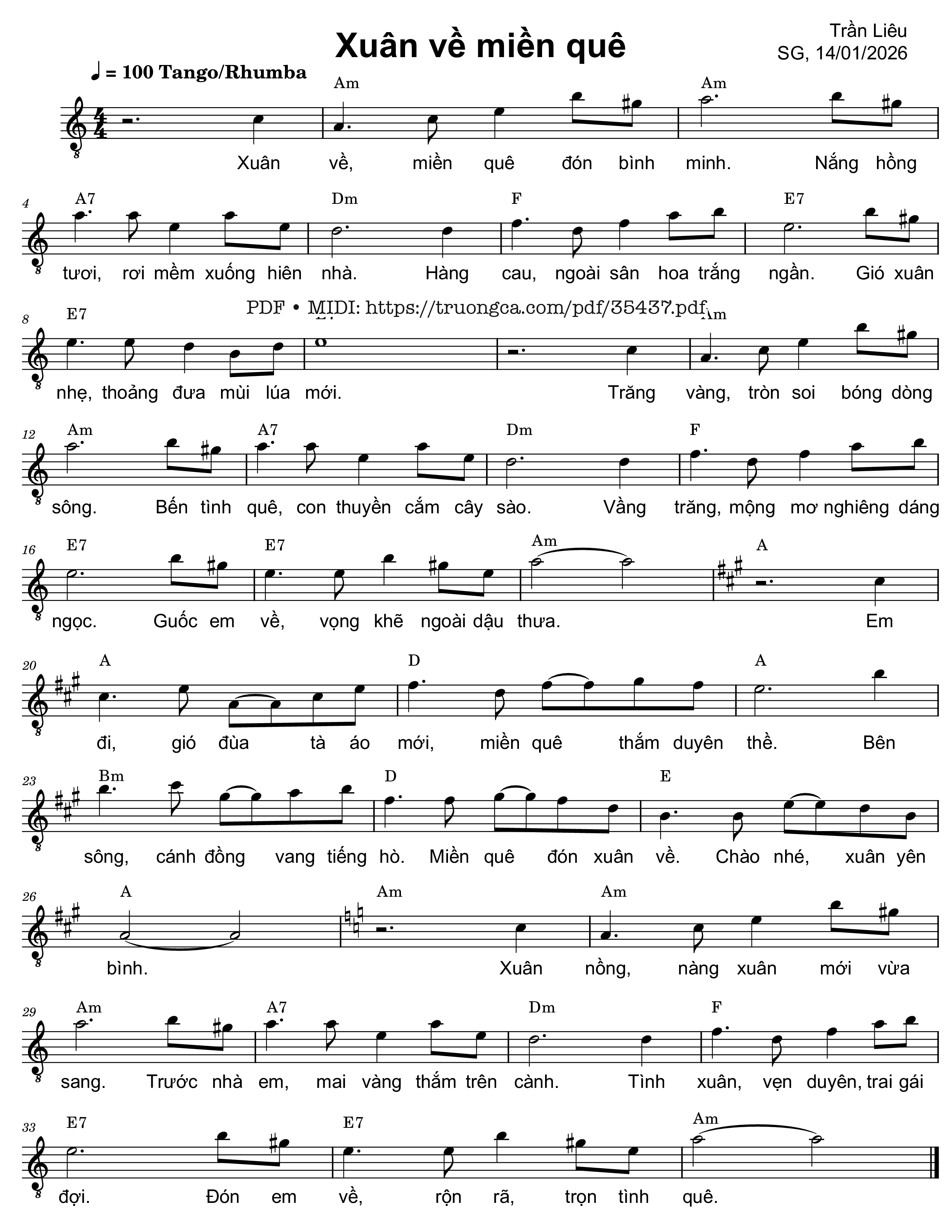 Page 1 of Sheet music PDF Xuân về miền quê - Trần Liêu
