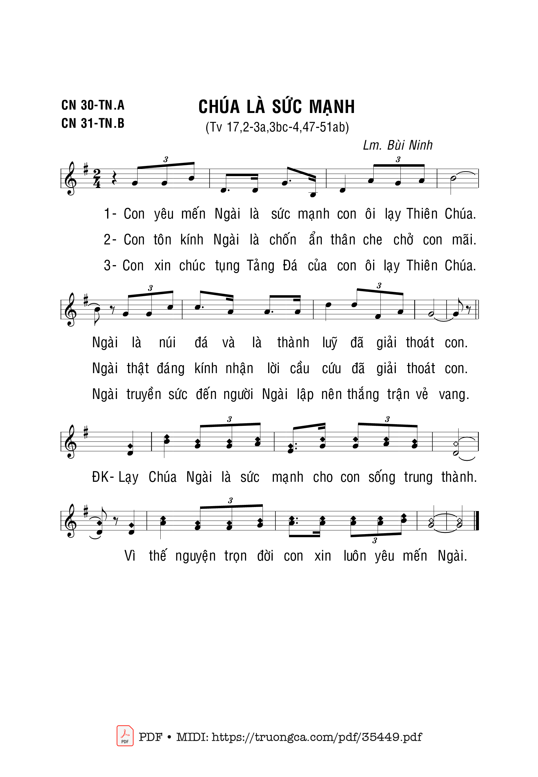Page 1 of Sheet music PDF Thánh Vịnh 17, Chúa Là Sức Mạnh - Bùi Ninh