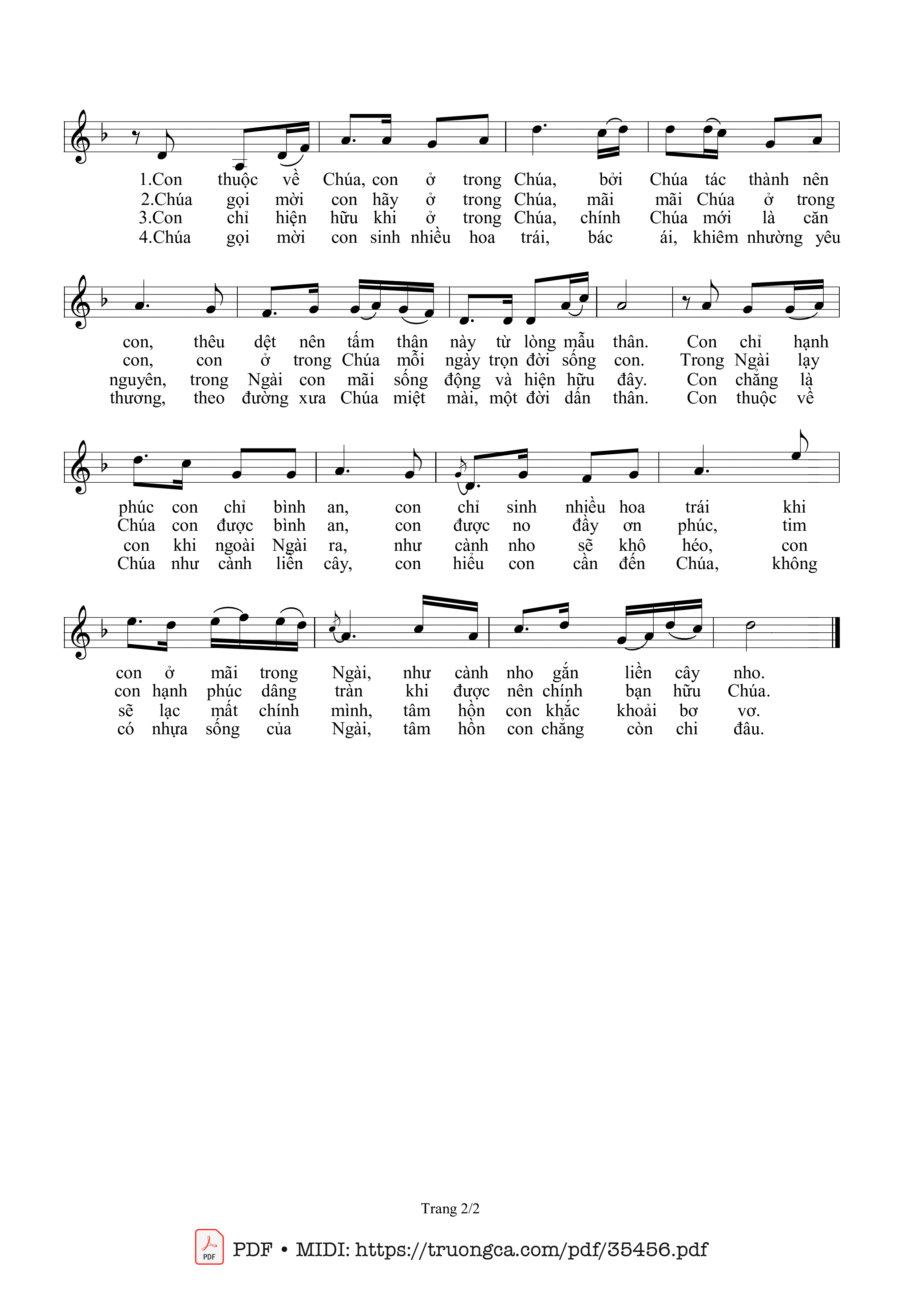 Page 2 of Sheet music PDF Như Cành Nho Và Cây Nho - Sr. Maria, Sle