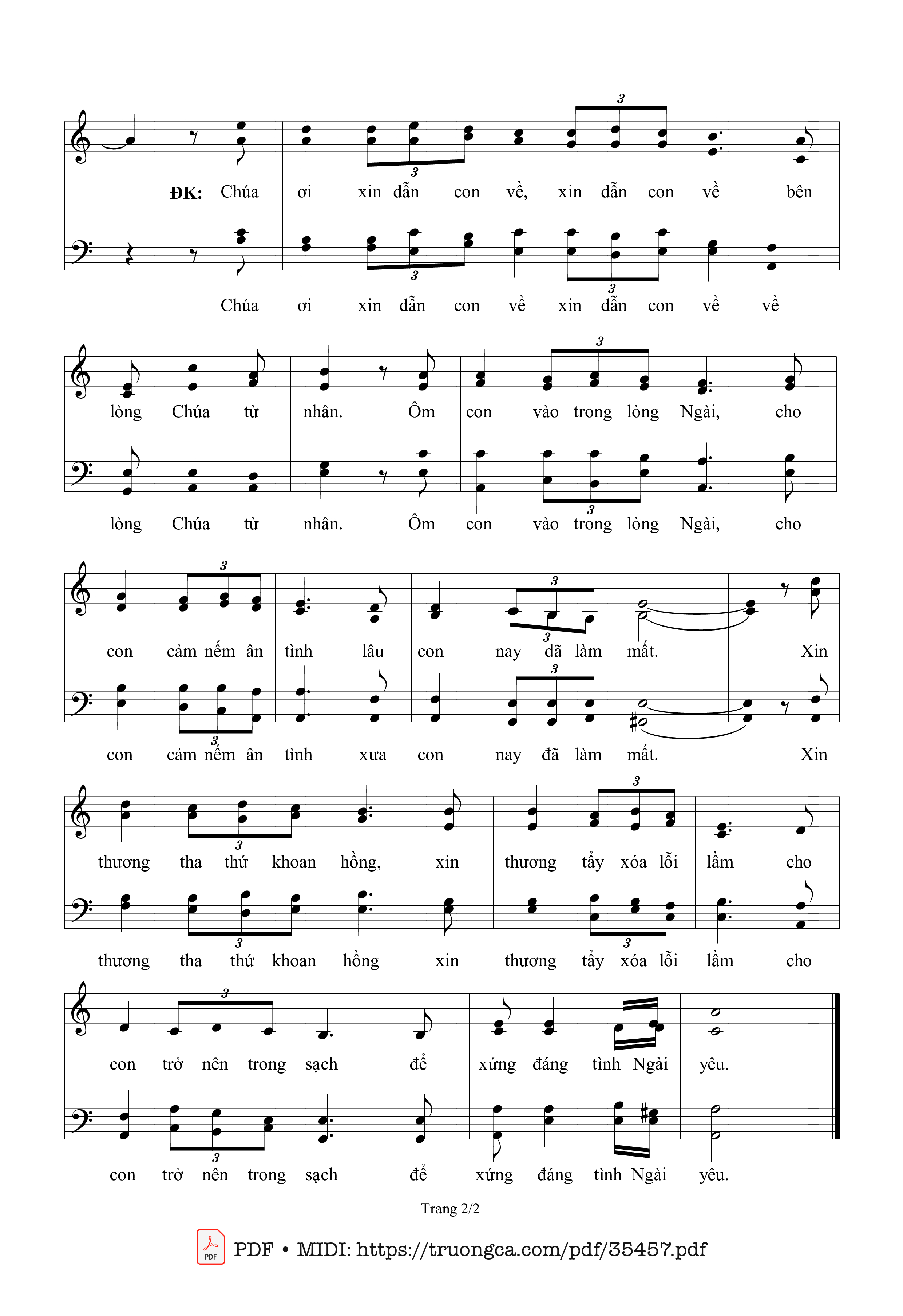Page 2 of Sheet music PDF Xin Dẫn Con Về - Sr. Maria, Sle