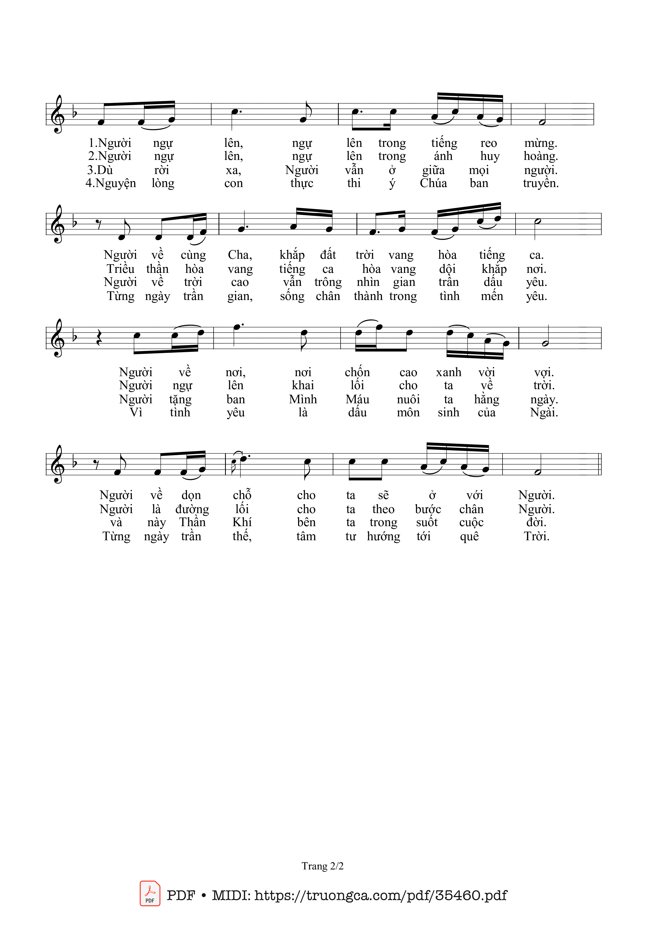 Page 2 of Sheet music PDF Chúa Đã Lên Trời 2 - Sr. Maria, Sle