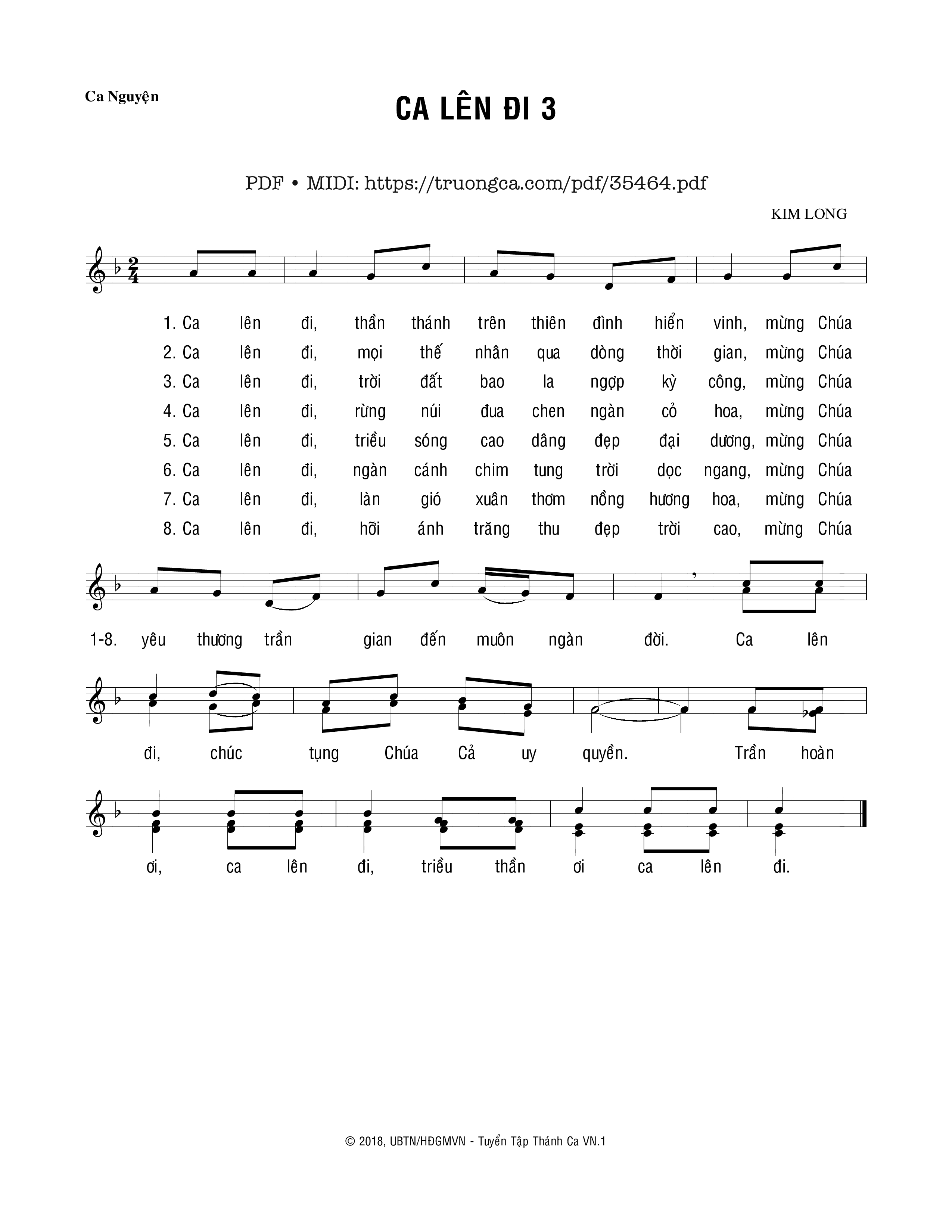 Page 1 of Sheet music PDF Ca Lên Đi 3 - Kim Long