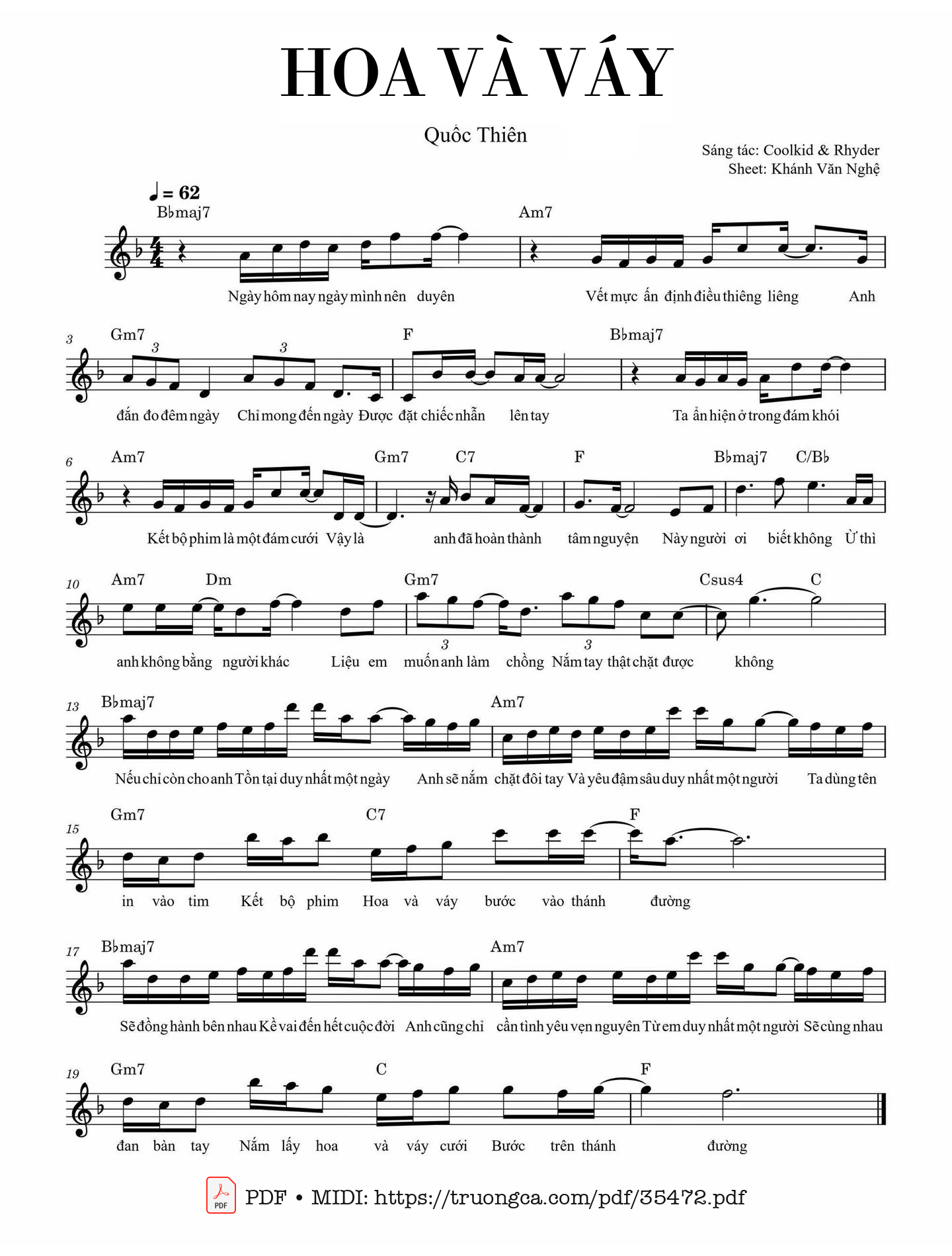 Page 1 of Sheet music PDF Hoa và váy - Coolkid