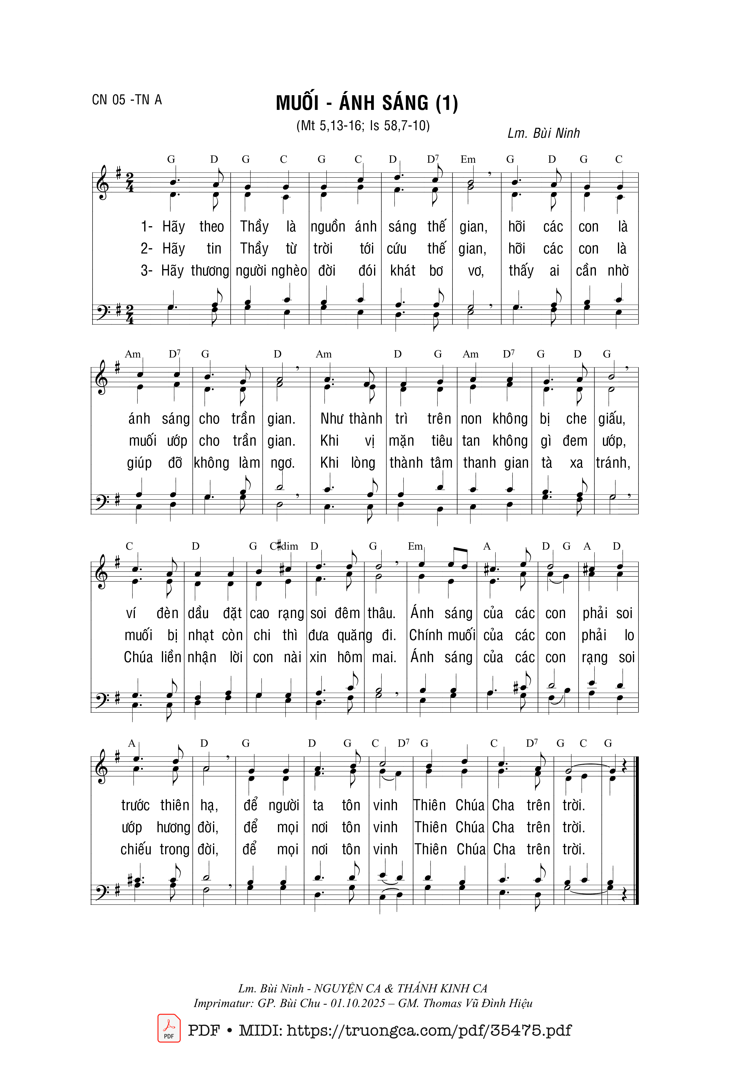 Page 1 of Sheet music PDF Muối-Ánh Sáng 1 - Bùi Ninh