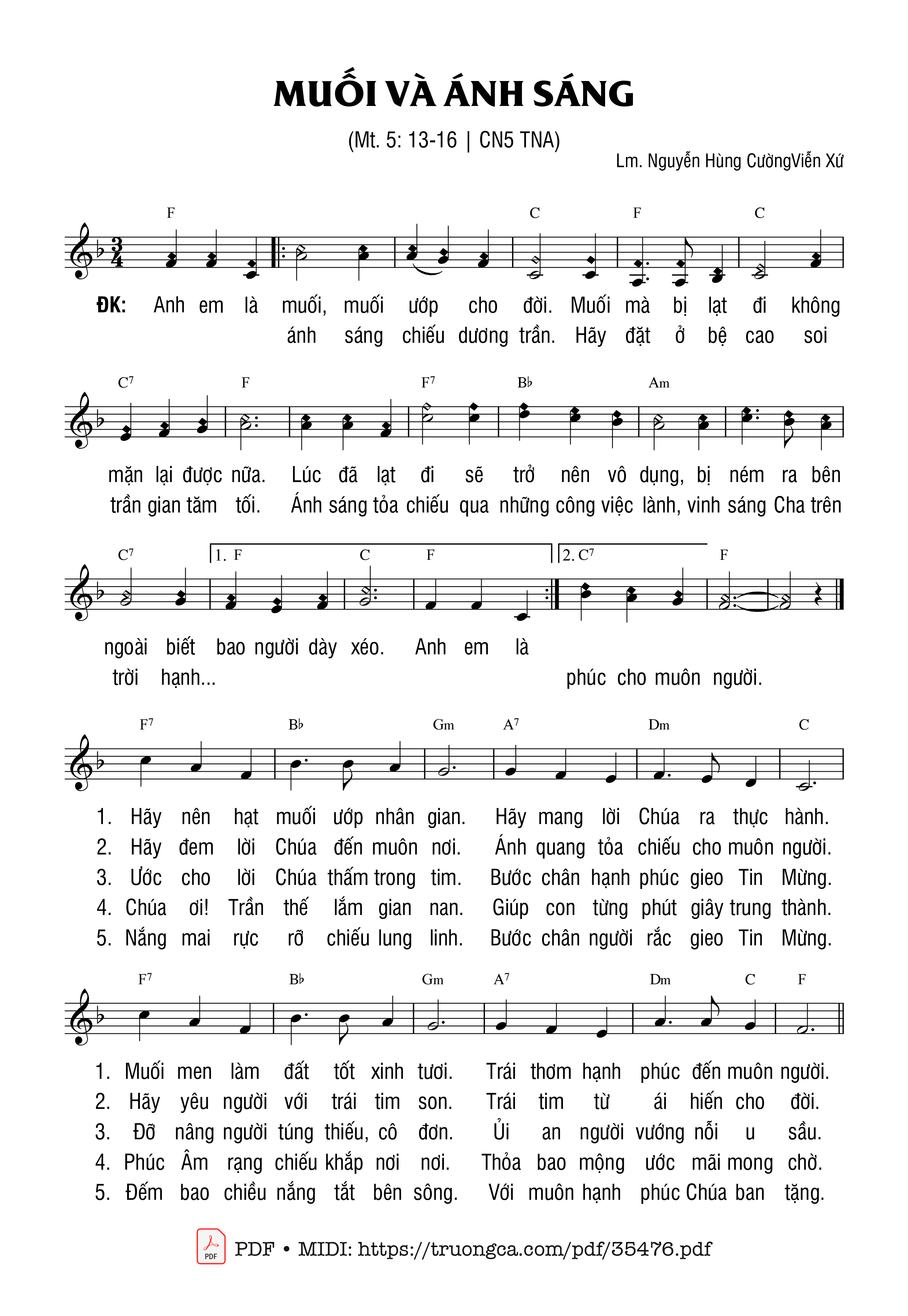 Page 1 of Sheet music PDF Muối Và Ánh Sáng - Nguyễn Hùng Cường &Amp; Viễn Xứ