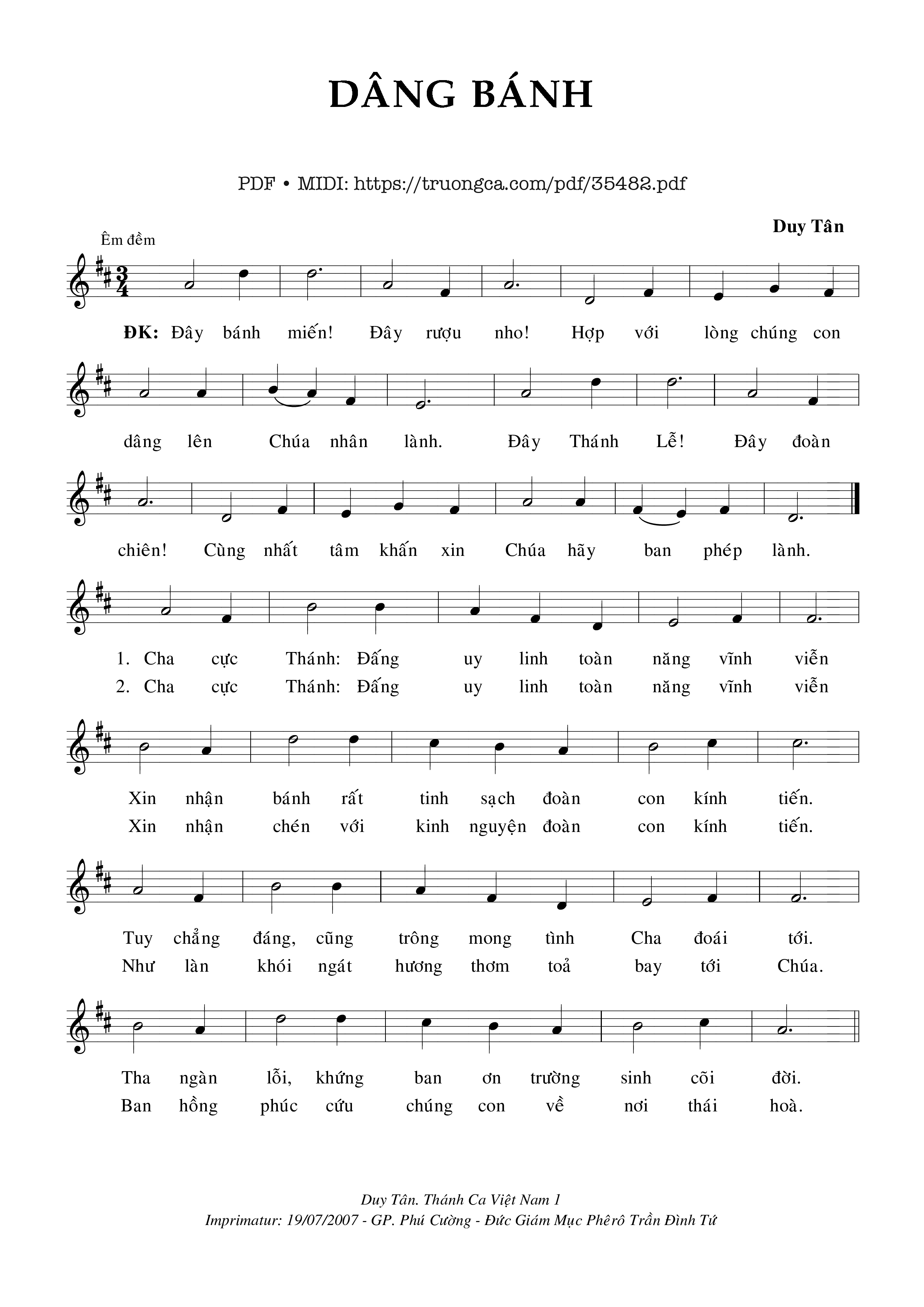 Page 1 of Sheet music PDF Dâng Bánh - Duy Tân