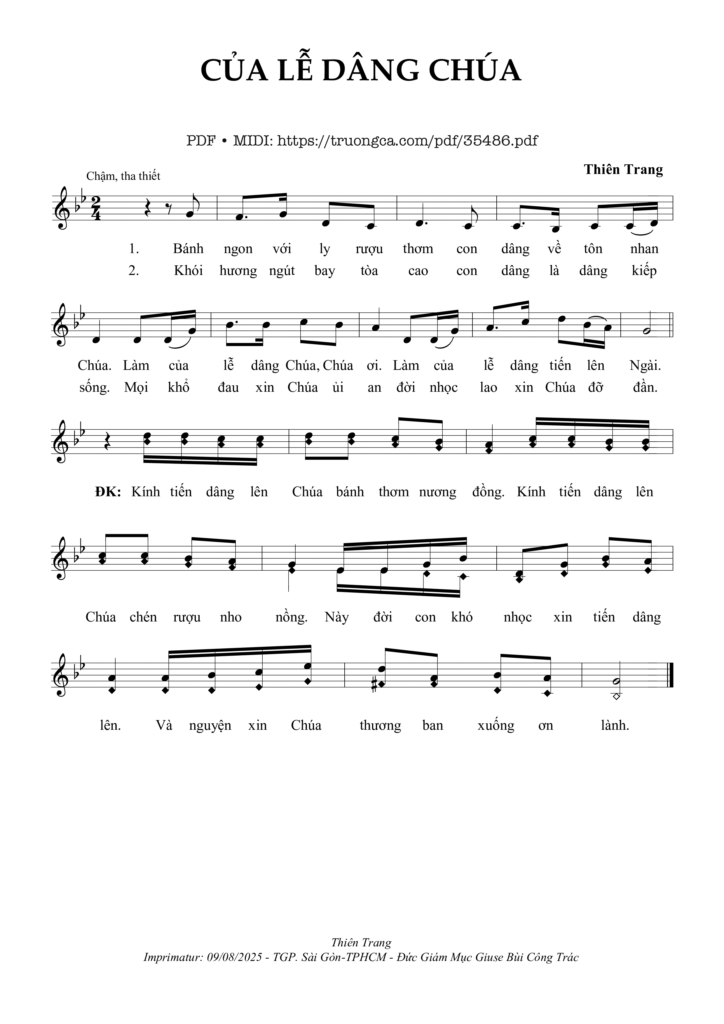 Page 1 of Sheet music PDF Của Lễ Dâng Chúa - Thiên Trang