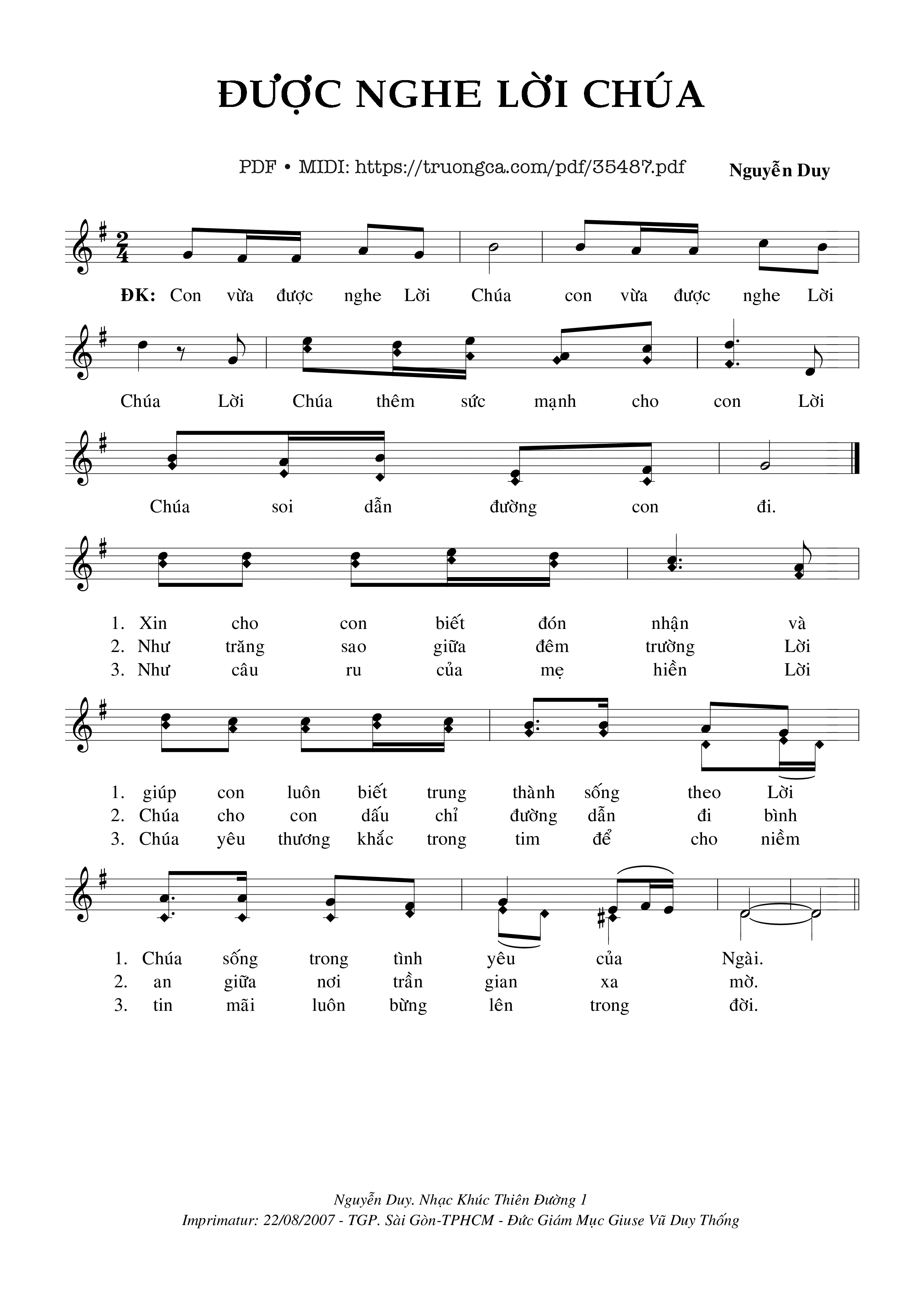 Page 1 of Sheet music PDF Được Nghe Lời Chúa - Nguyễn Duy