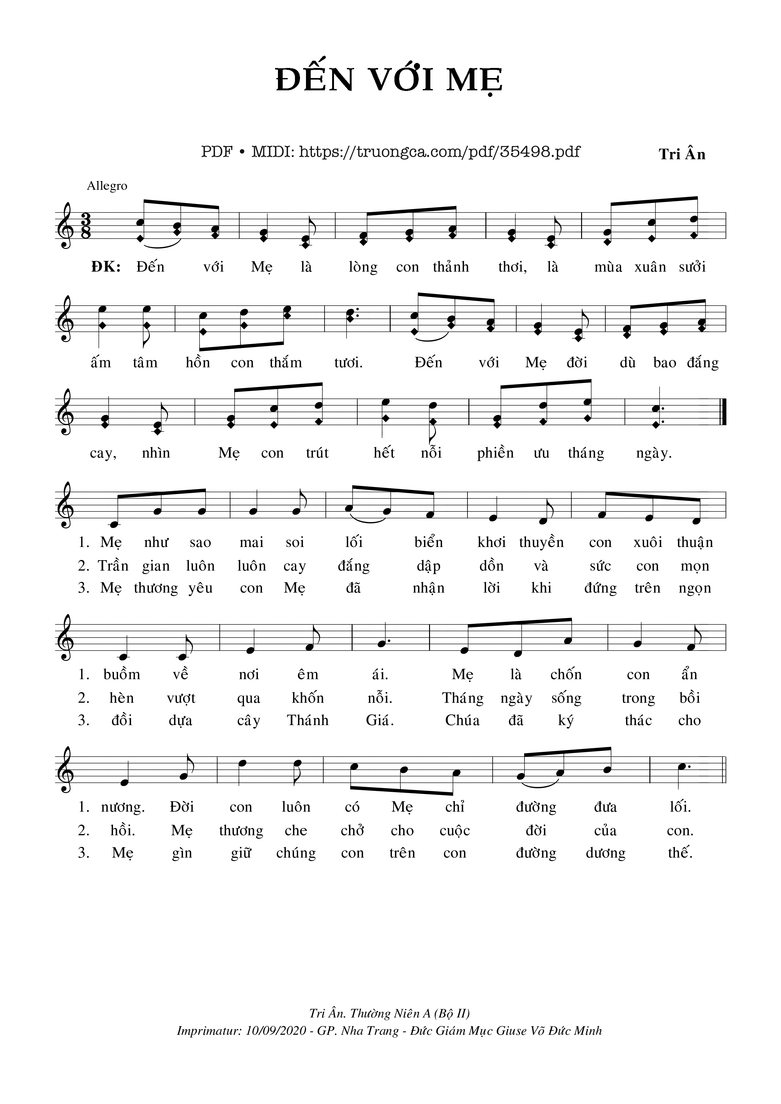 Page 1 of Sheet music PDF Đến Với Mẹ - Tri Ân