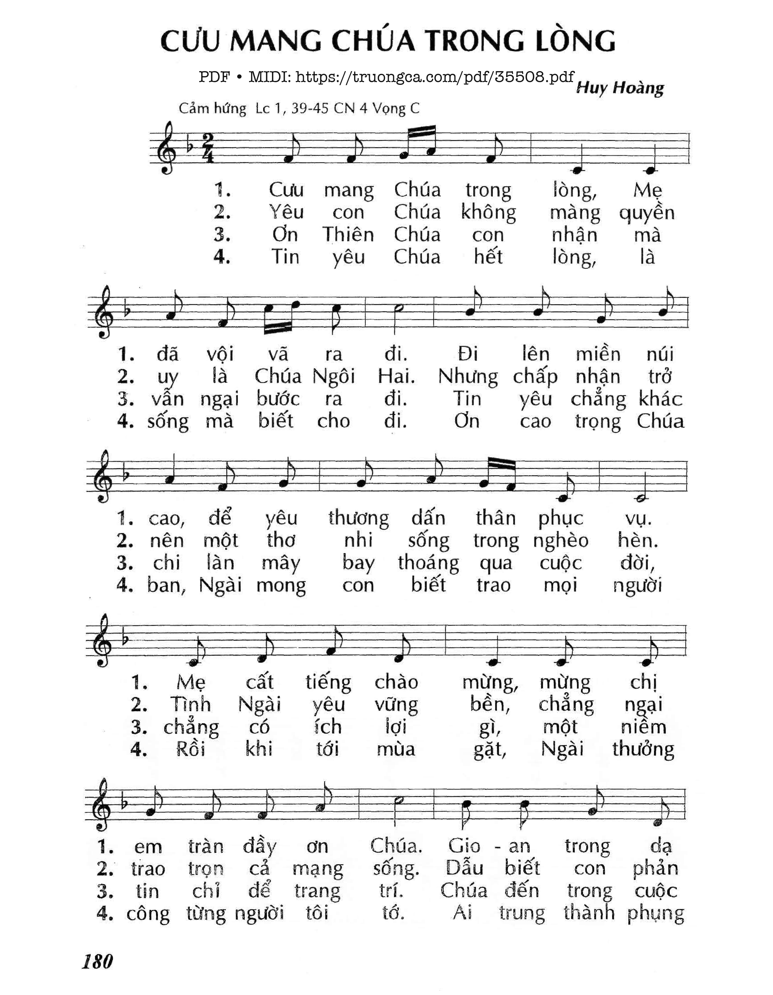 Page 1 of Sheet music PDF Cưu Mang Chúa Trong Lòng - Lm - Huy Hoàng