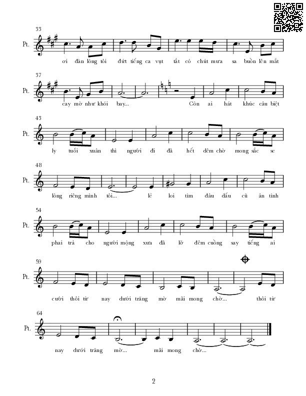 Page 2 of Sheet music PDF Mờ như khói bay - Nguyễn Hoàng Đô