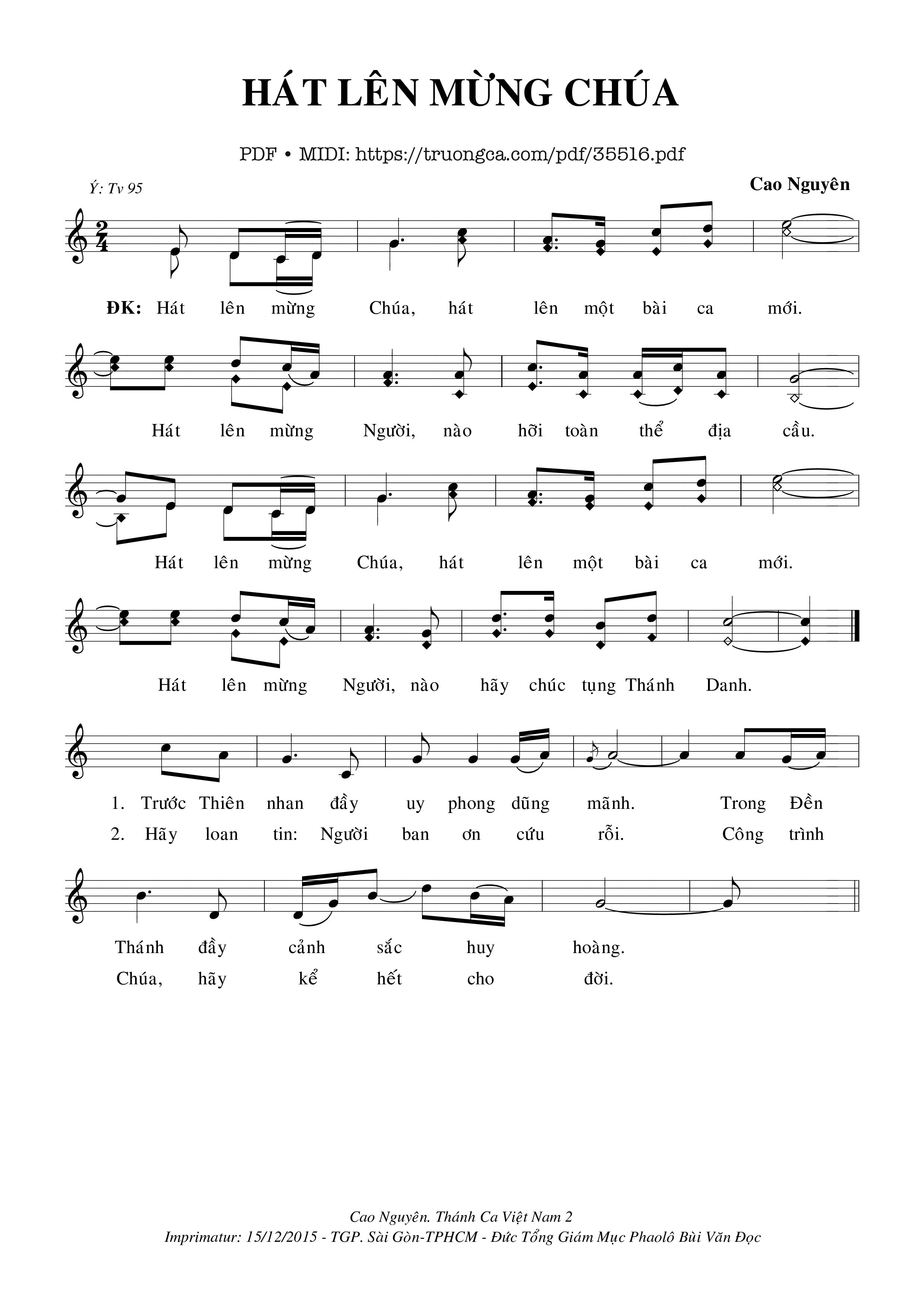 Page 1 of Sheet music PDF Hát Lên Mừng Chúa - Cao Nguyên