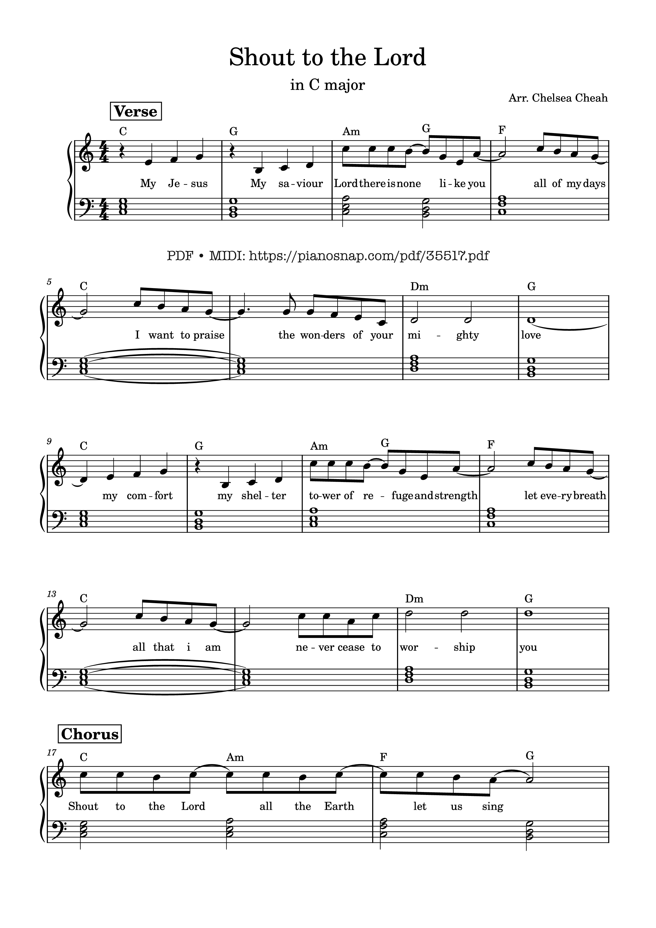 Page 1 of Sheet music PDF Piano Shout to the Lord Piano EASY - Darlene Zschech