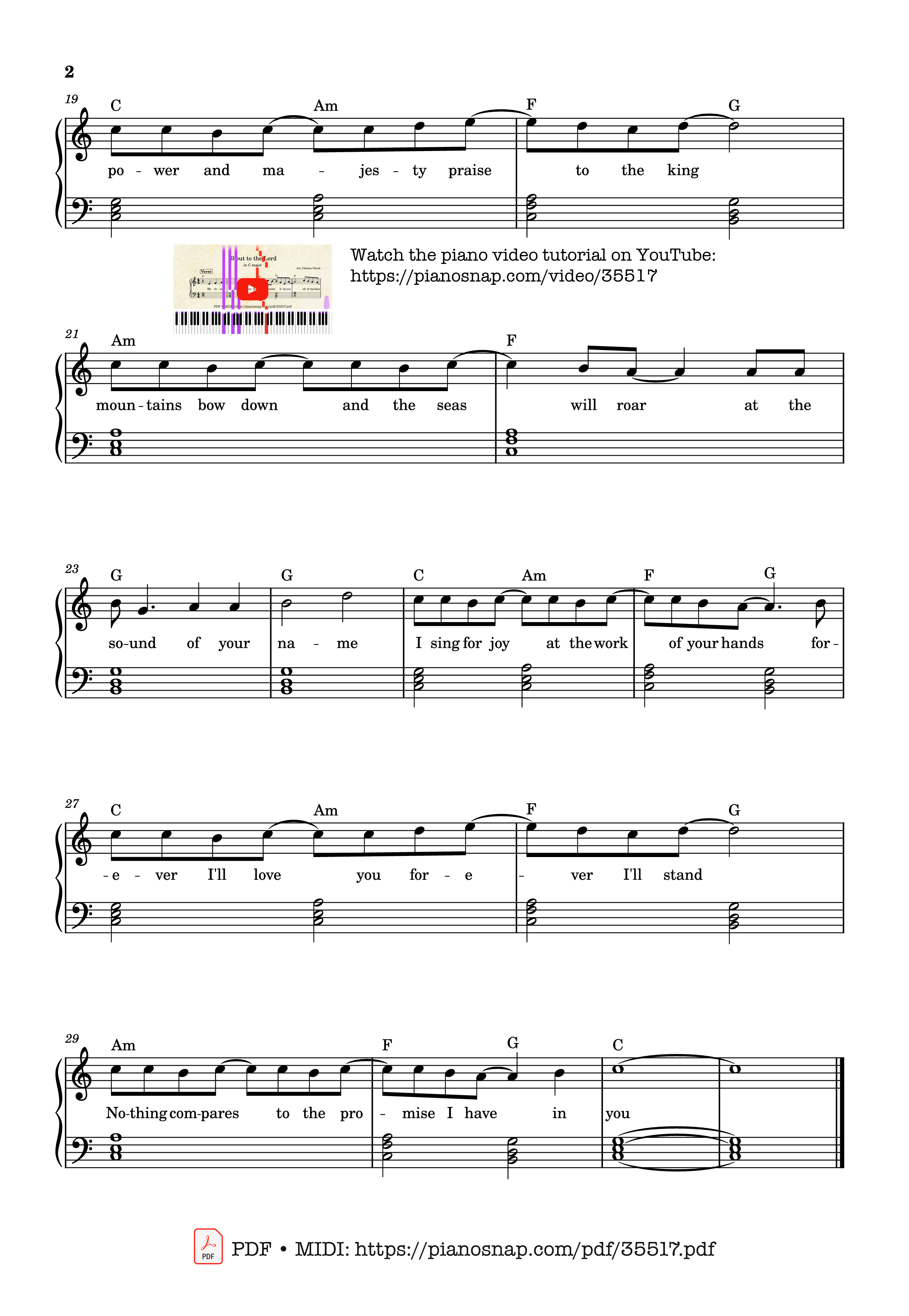 Page 2 of Sheet music PDF Piano Shout to the Lord Piano EASY - Darlene Zschech