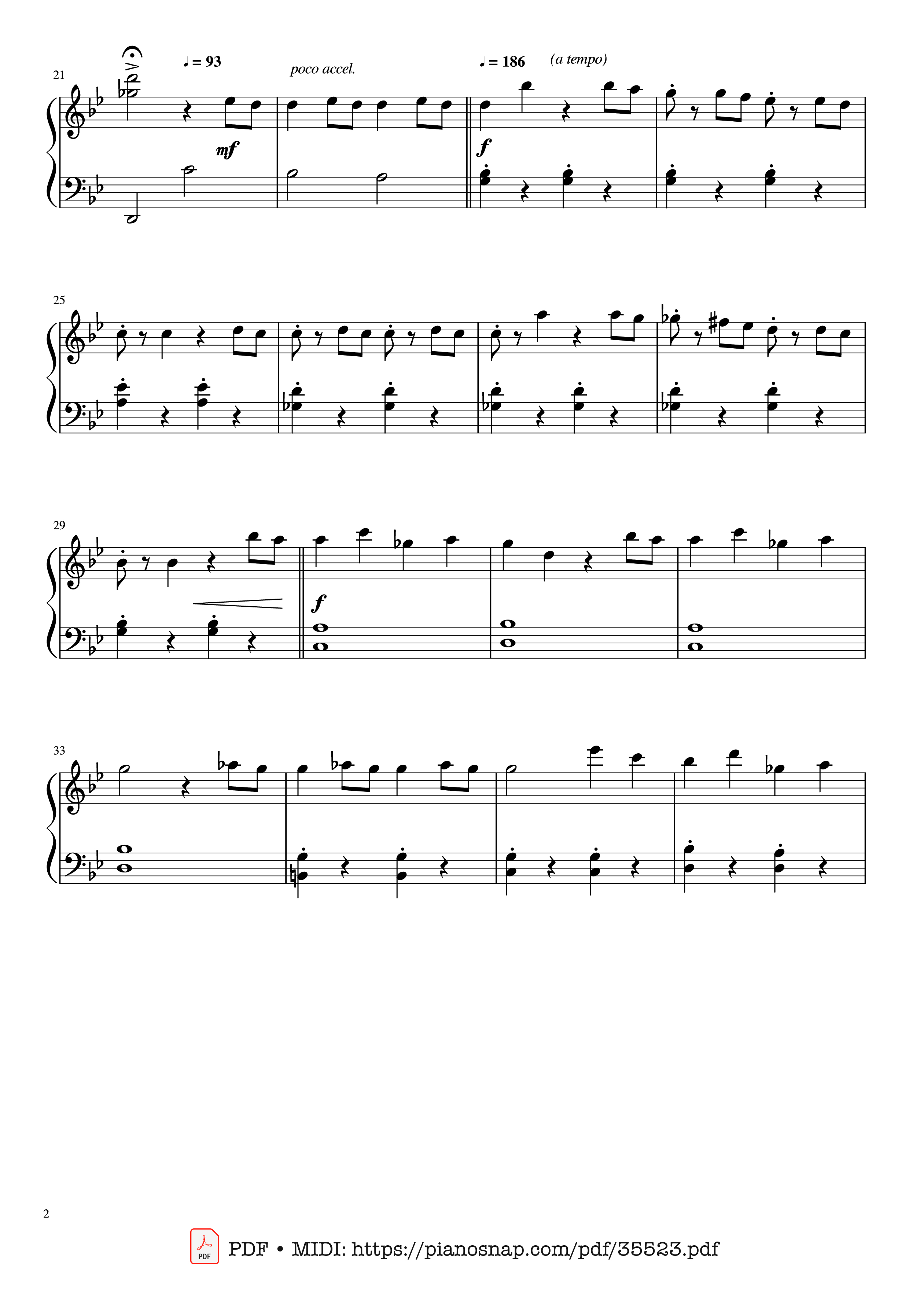 Page 2 of Sheet music PDF Piano Symphony No. 40 Piano EASY - Wolfgang Amadeus Mozart