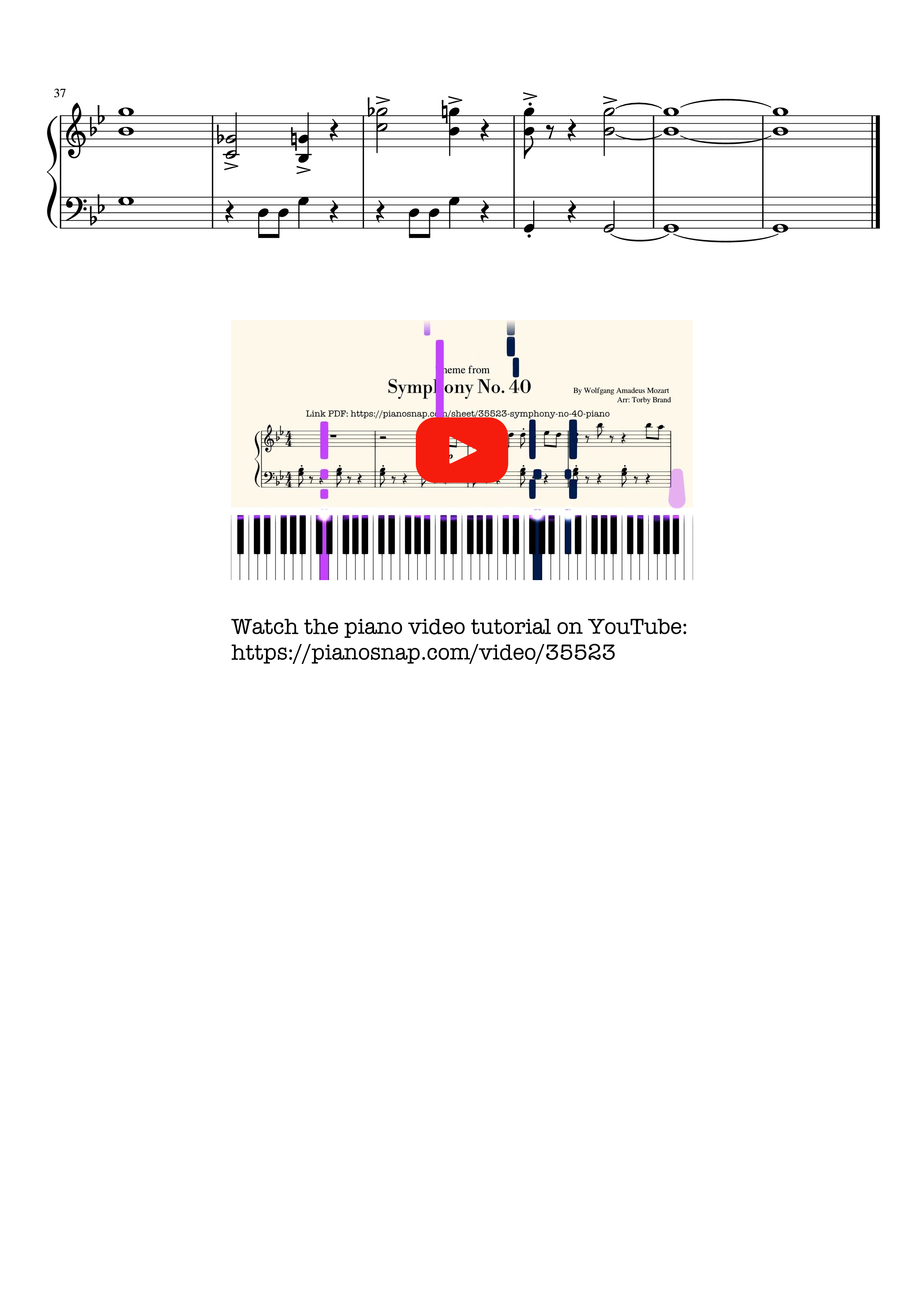 Page 3 of Sheet music PDF Piano Symphony No. 40 Piano EASY - Wolfgang Amadeus Mozart