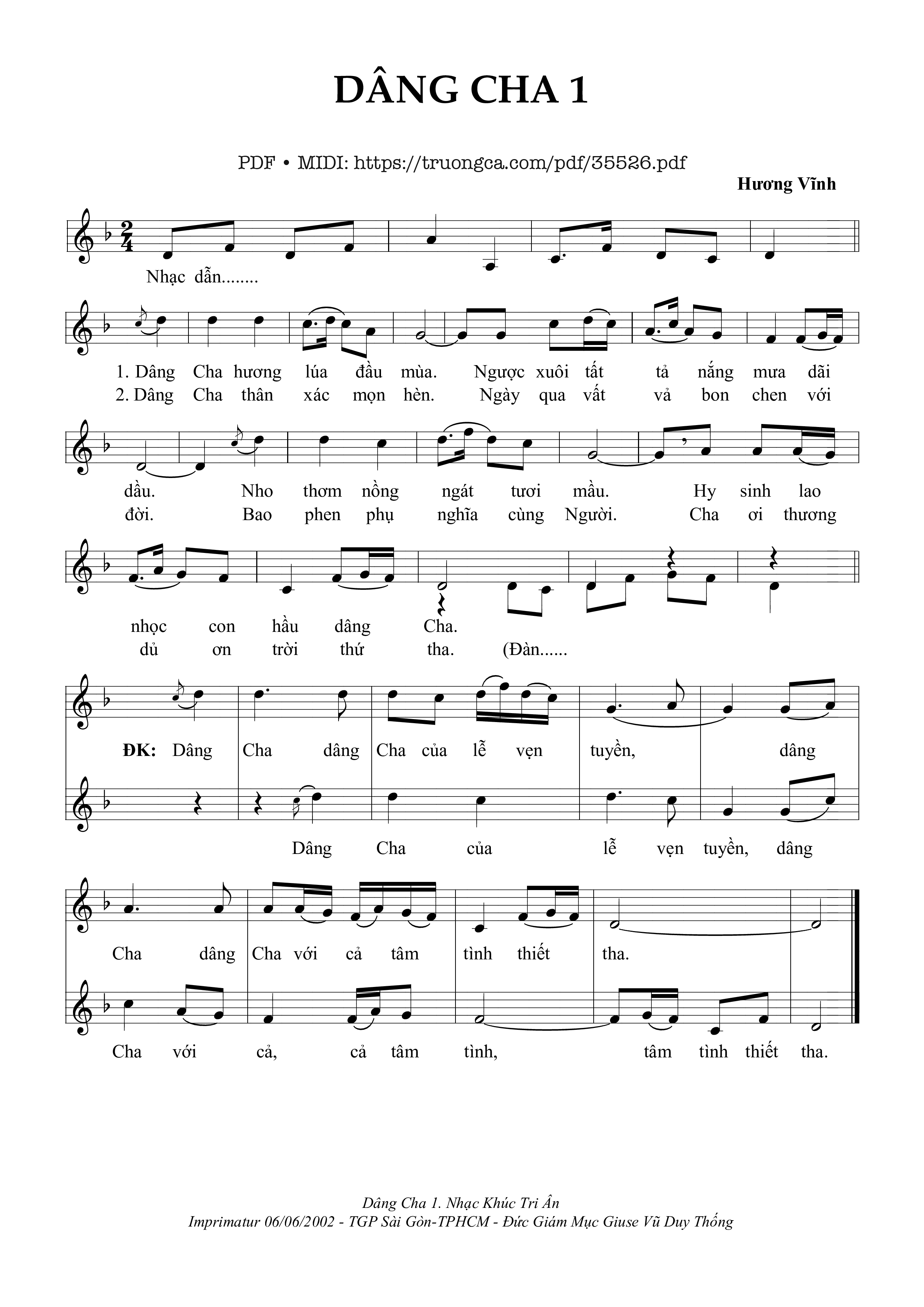 Page 1 of Sheet music PDF Dâng Cha 1 - Hương Vĩnh