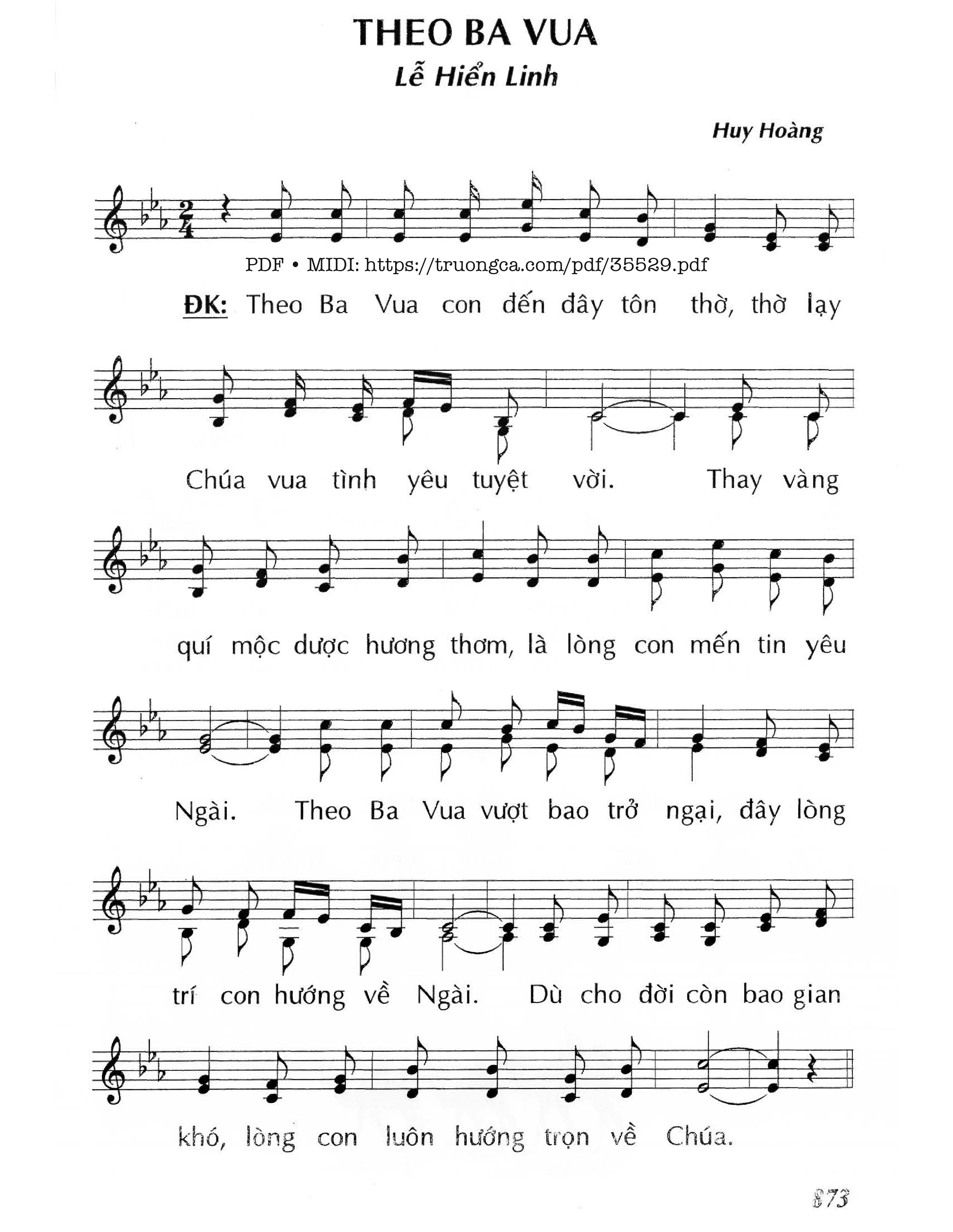Page 1 of Sheet music PDF Theo Ba Vua - Lm - Huy Hoàng