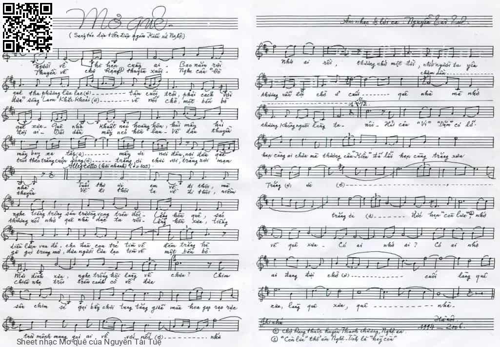 Sheet PDF of Mơ quê - Nguyễn Tài Tuệ