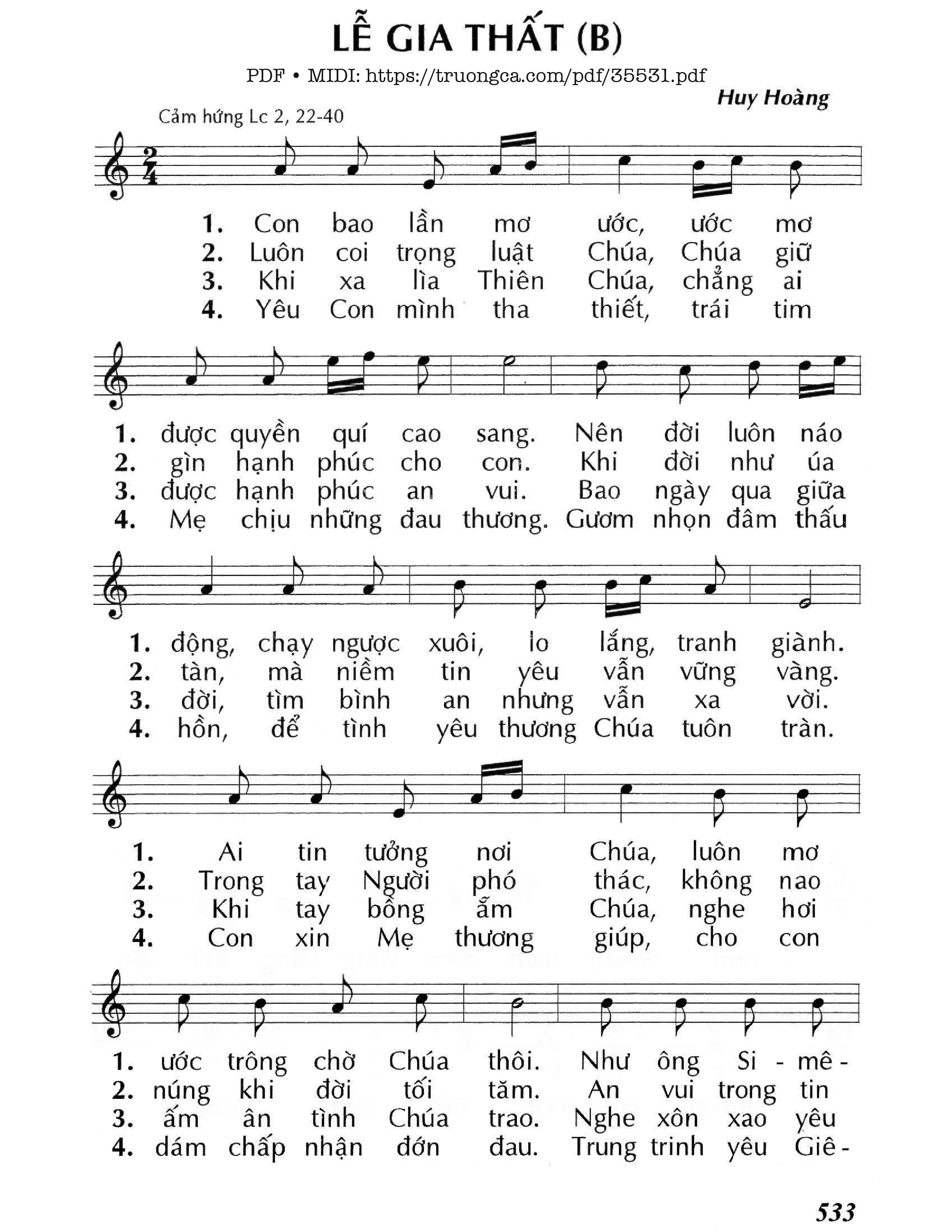 Page 1 of Sheet music PDF Lễ Gia Thất B - Huy Hoàng