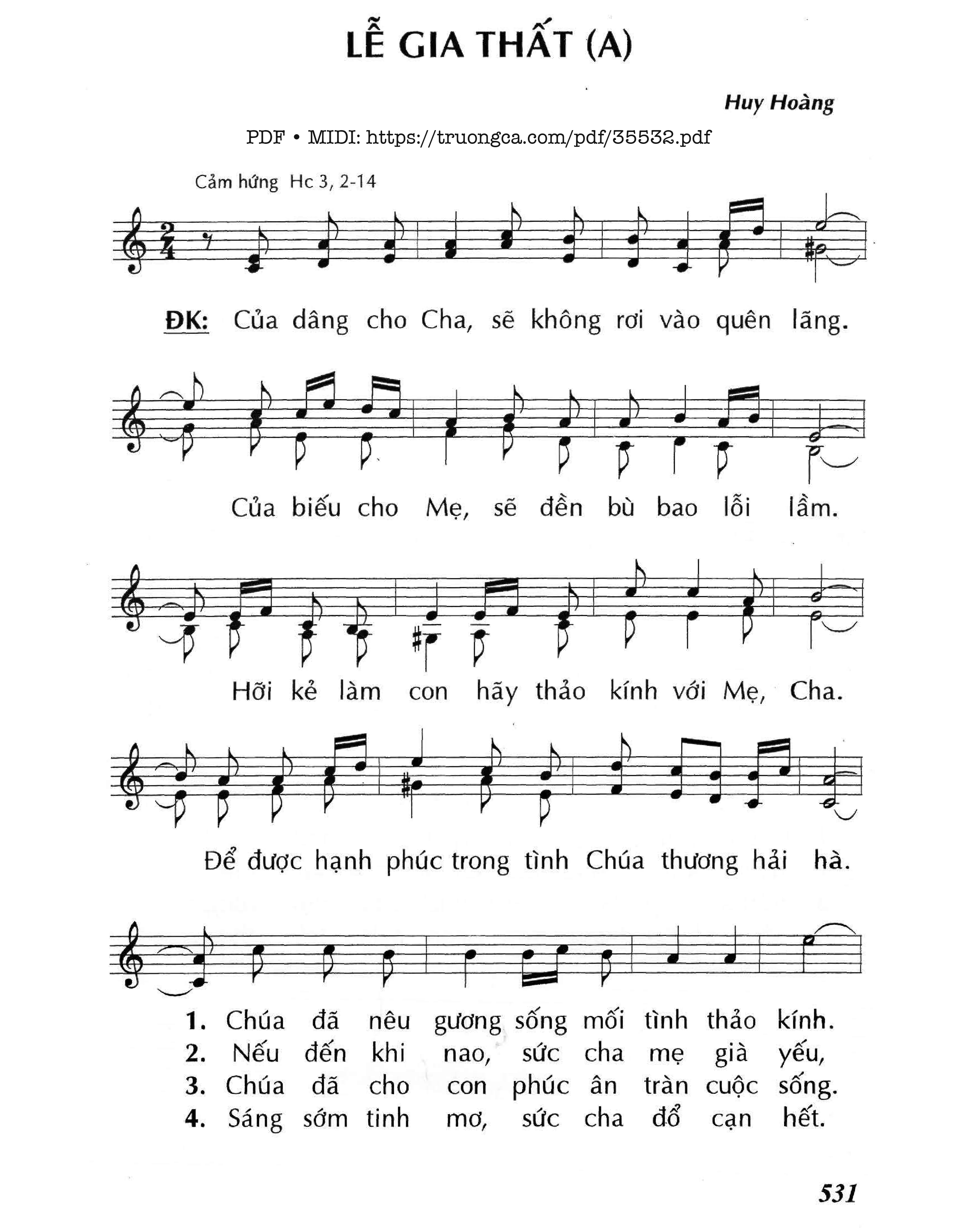 Page 1 of Sheet music PDF Lễ Gia Thất A - Huy Hoàng