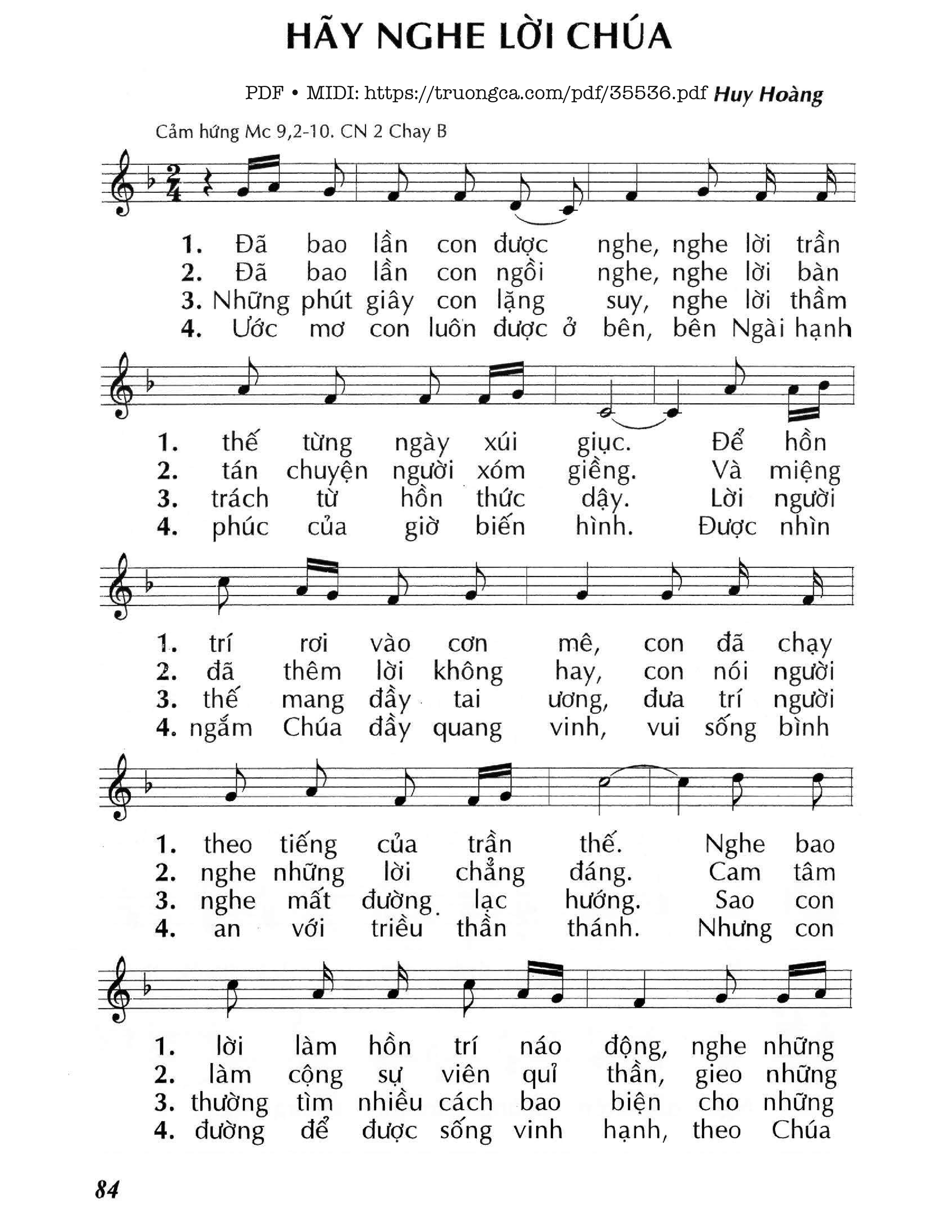 Page 1 of Sheet music PDF Hãy Nghe Lời Chúa - Lm - Huy Hoàng