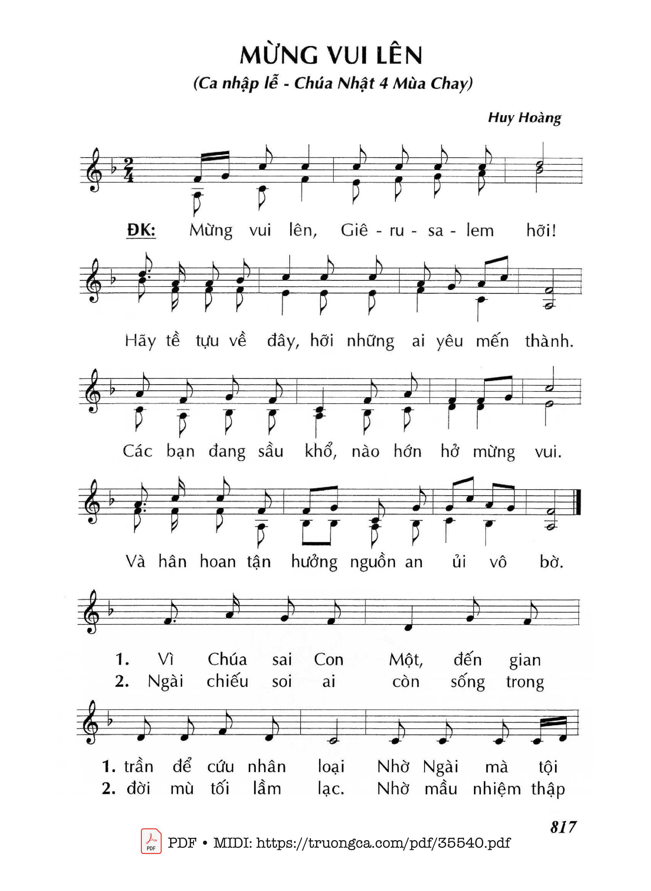 Page 1 of Sheet music PDF Mừng Vui Lên - Lm - Huy Hoàng