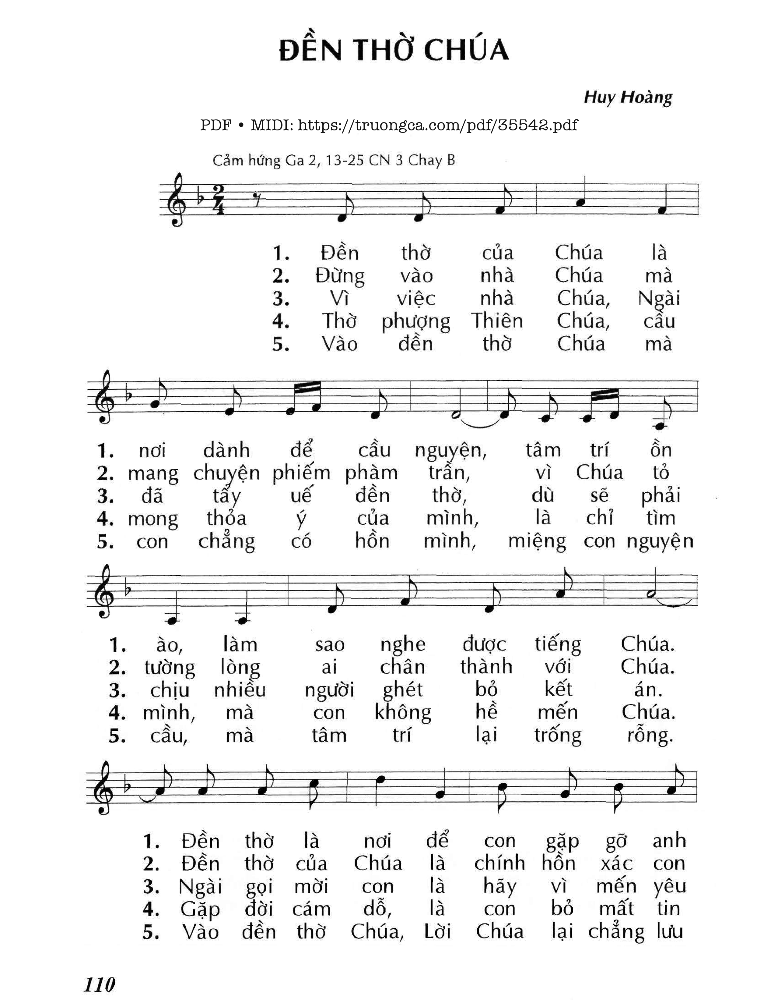 Page 1 of Sheet music PDF Đền Thờ Chúa - Lm - Huy Hoàng
