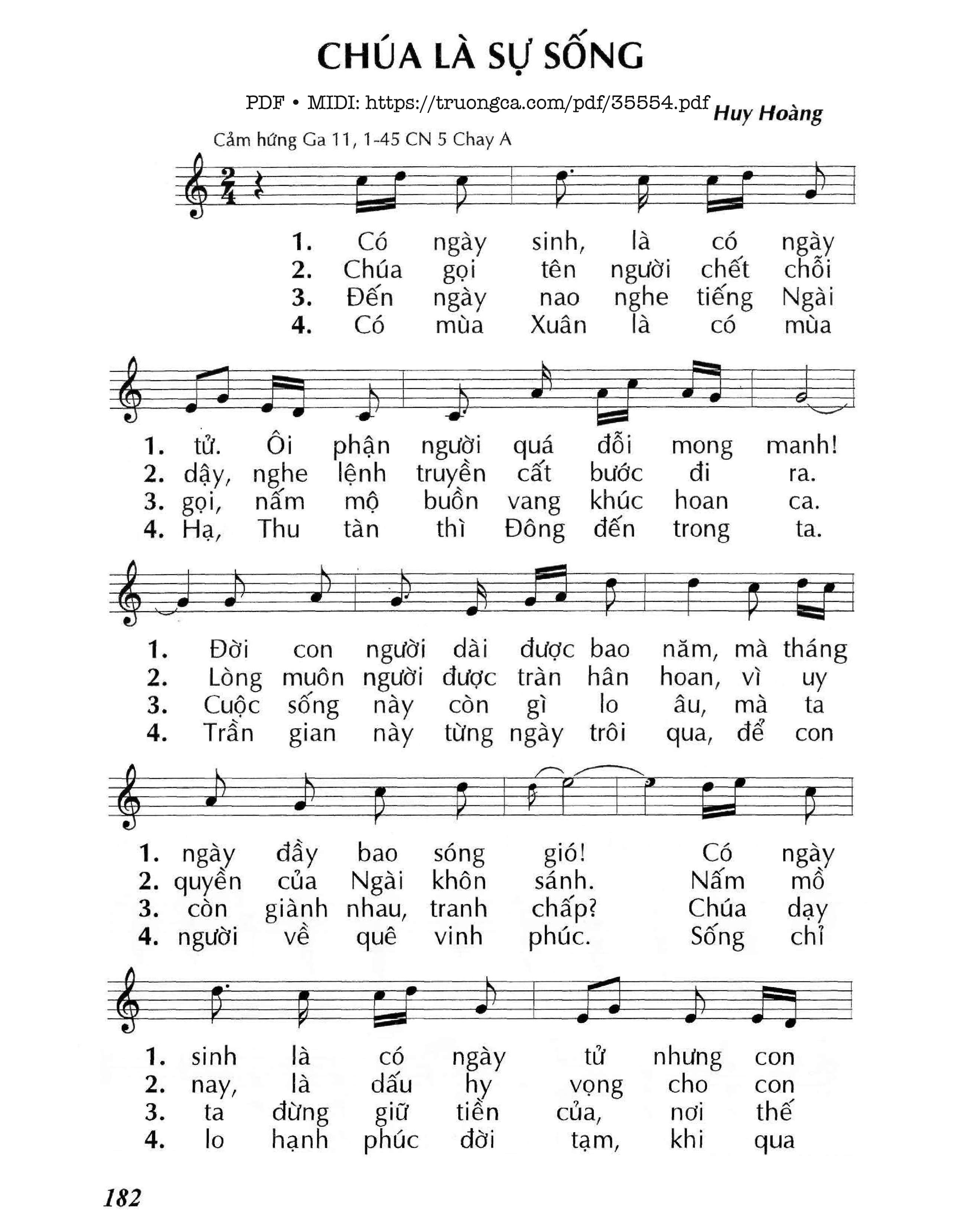 Page 1 of Sheet music PDF Chúa Là Sự Sống - Lm - Huy Hoàng