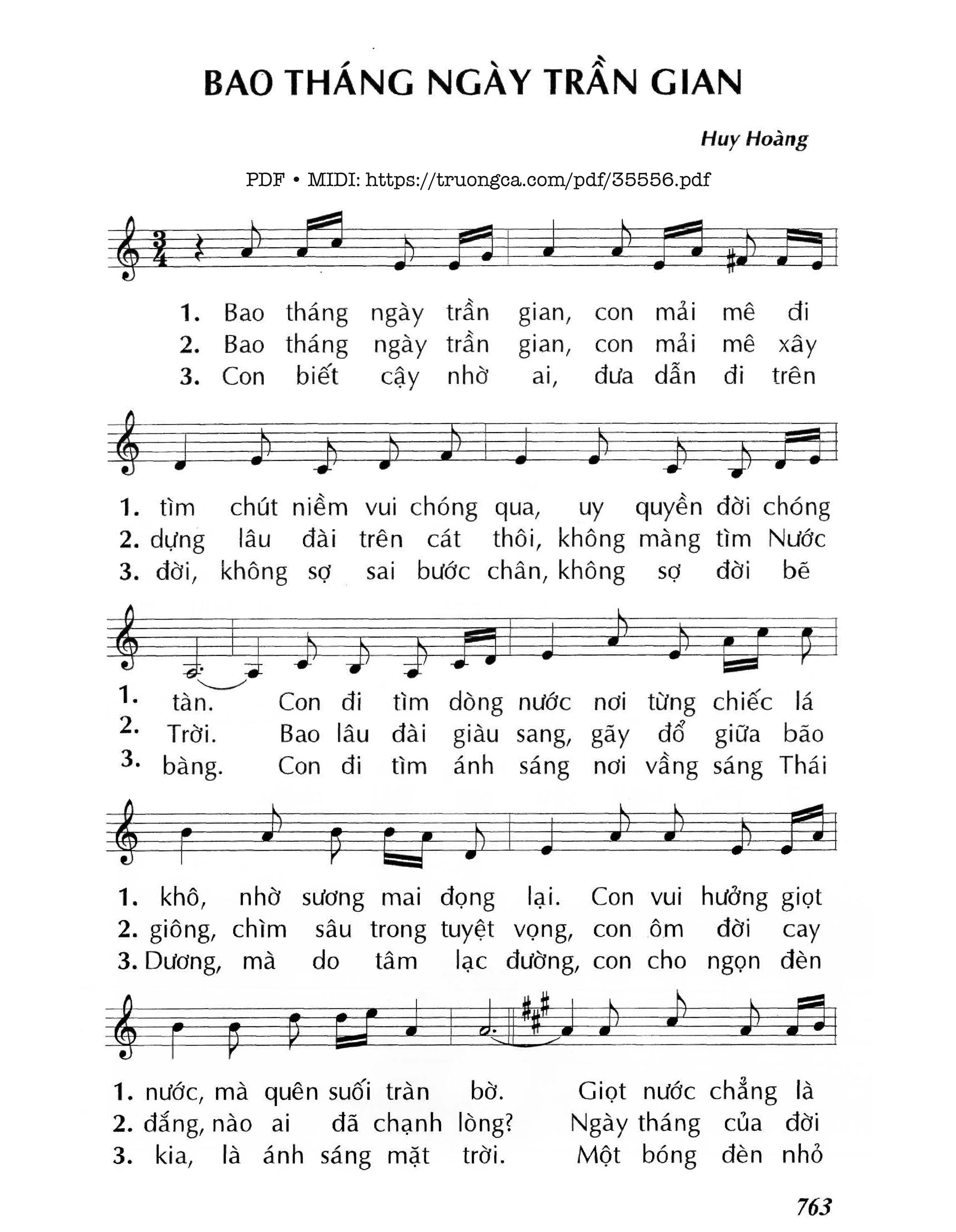Page 1 of Sheet music PDF Bao Tháng Ngày Trần Gian - Lm - Huy Hoàng