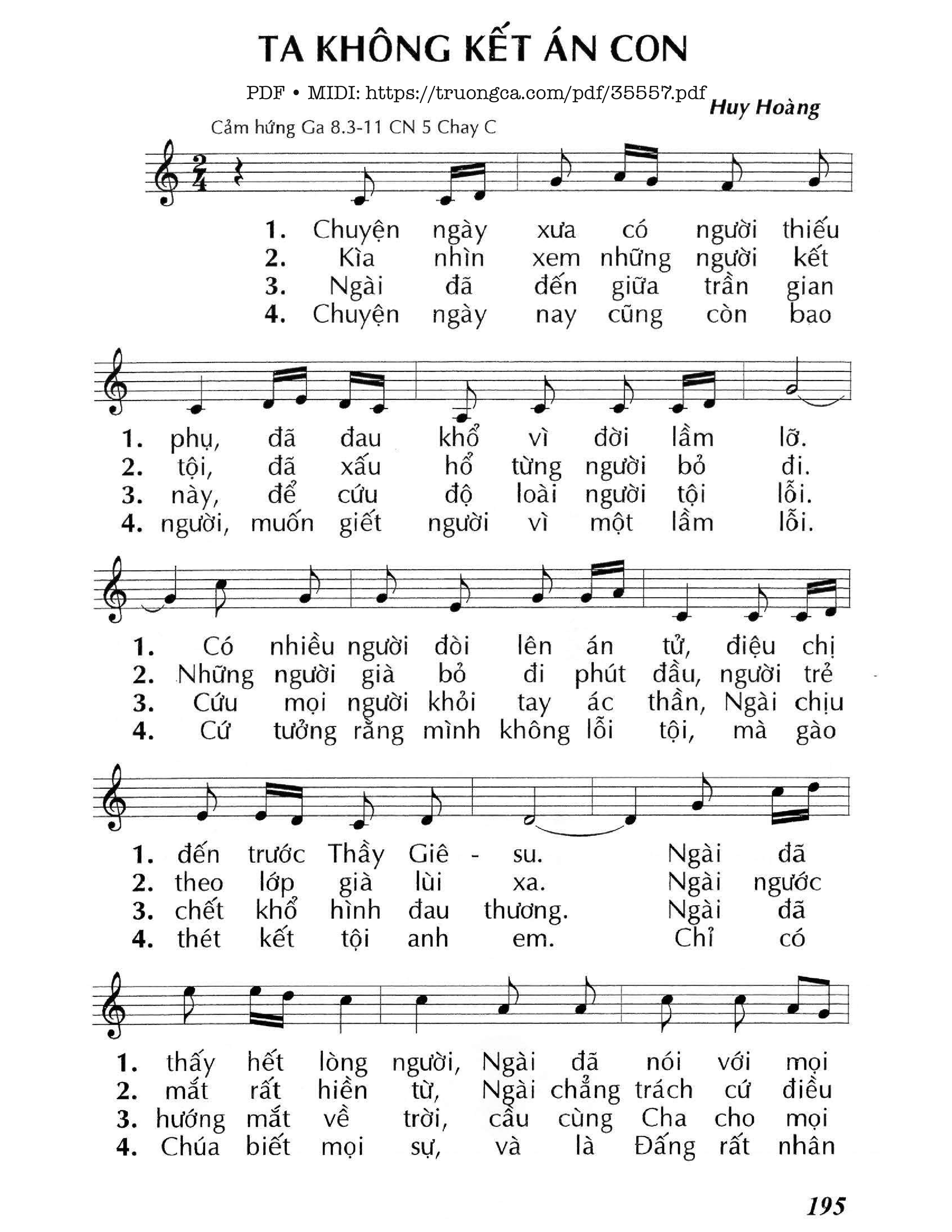 Page 1 of Sheet music PDF Ta Không Kết Án Con - Lm - Huy Hoàng