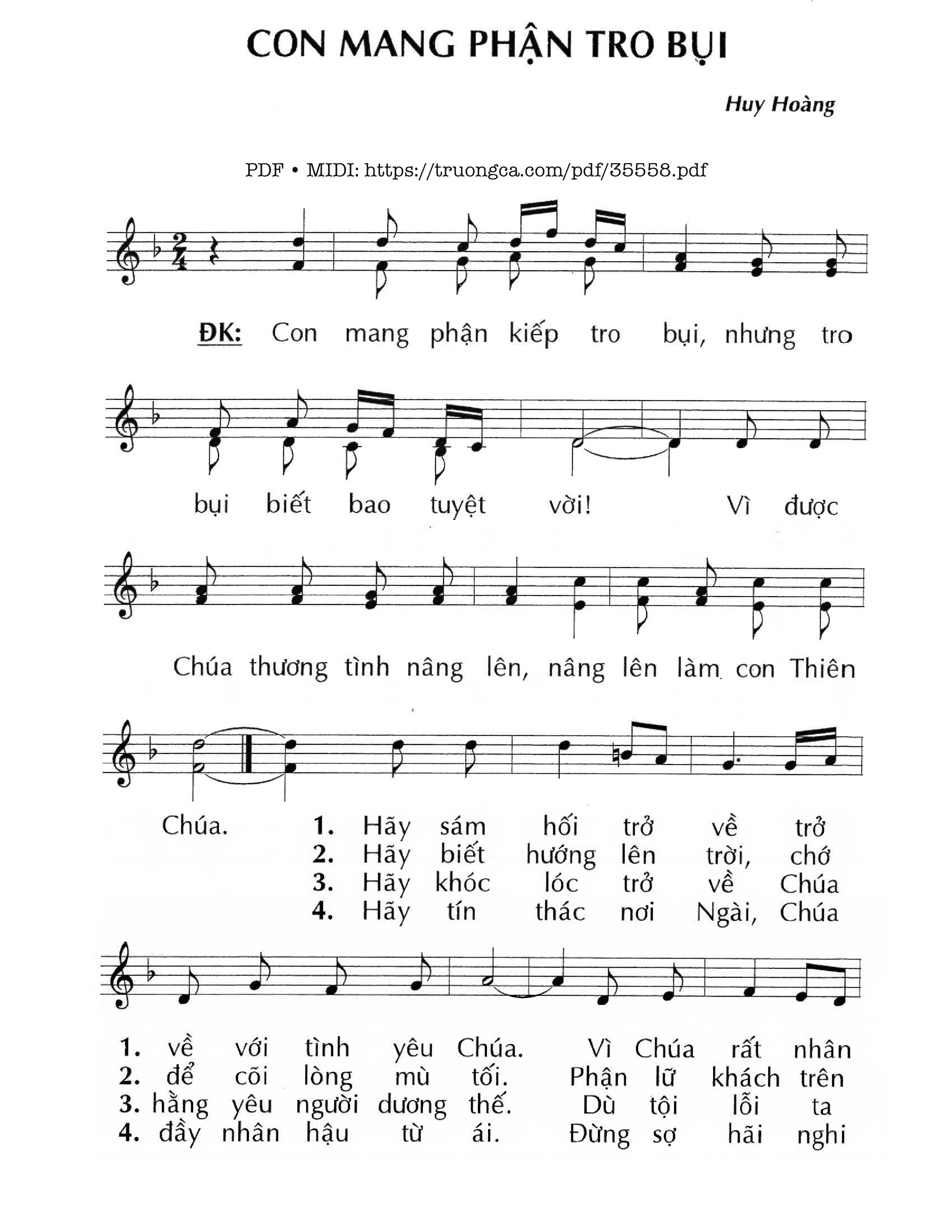 Page 1 of Sheet music PDF Con Mang Phận Tro Bụi - Huy Hoàng