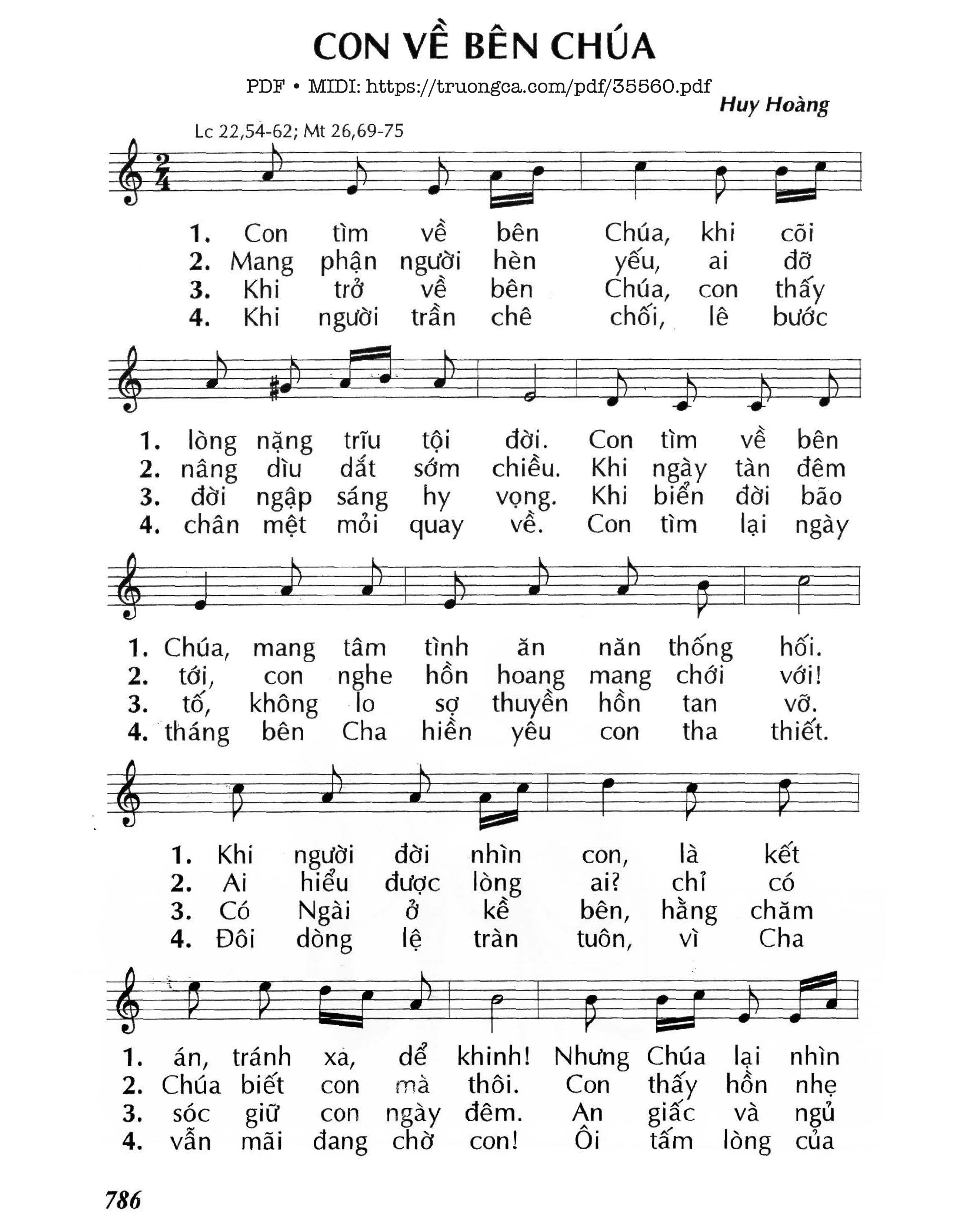 Page 1 of Sheet music PDF Con Về Bên Chúa - Lm - Huy Hoàng