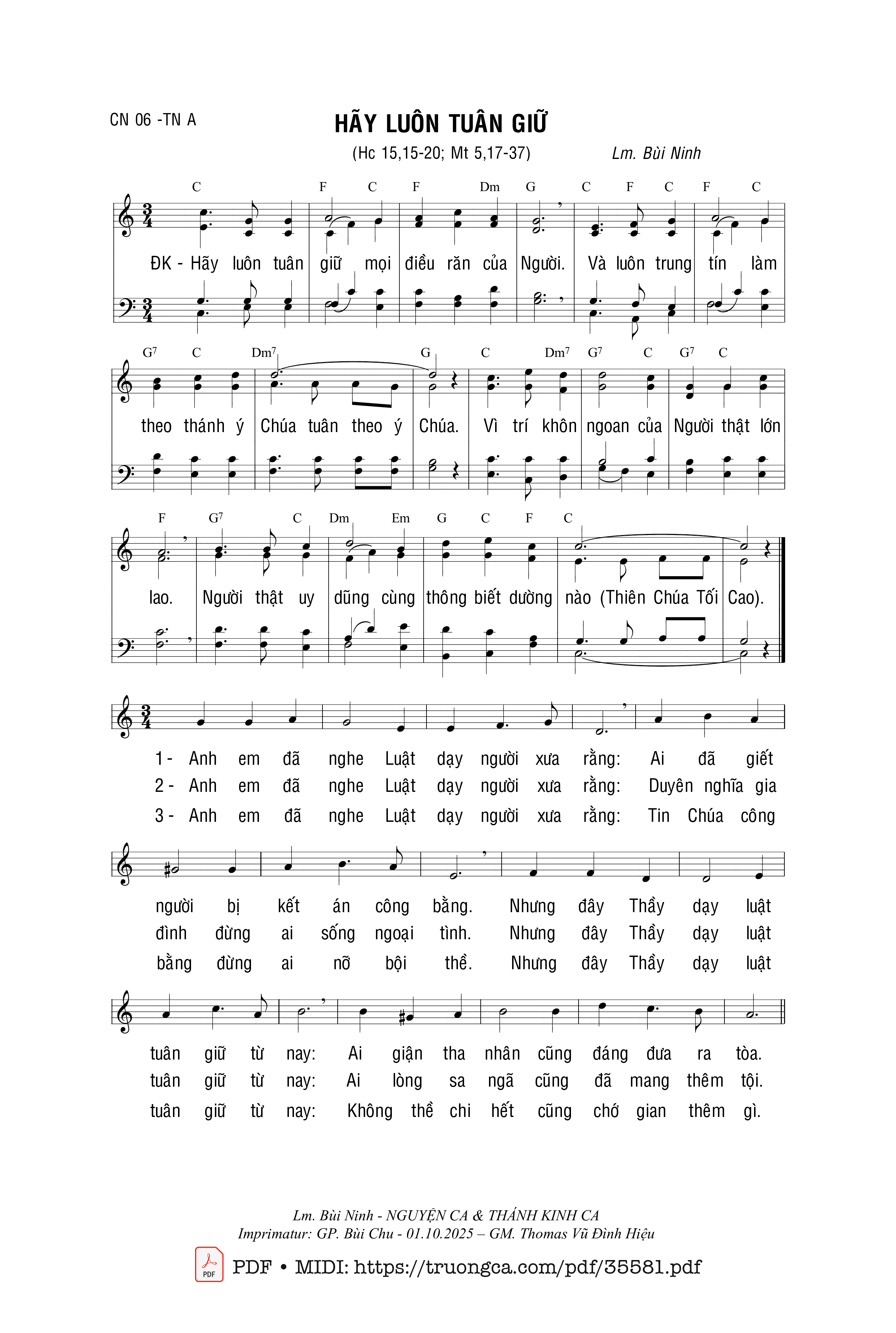 Page 1 of Sheet music PDF Hãy Luôn Tuân Giữ - Bùi Ninh