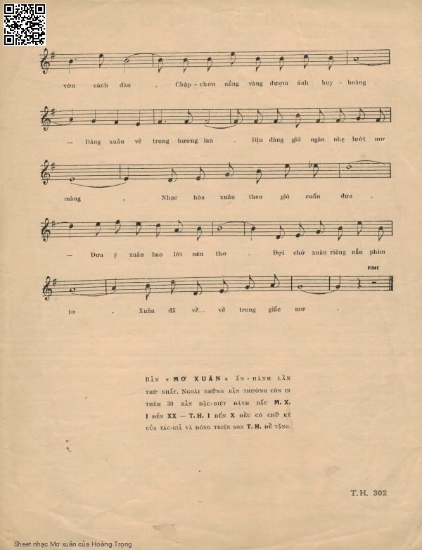 Page 3 of Sheet music PDF Mơ xuân - Hoàng Trọng